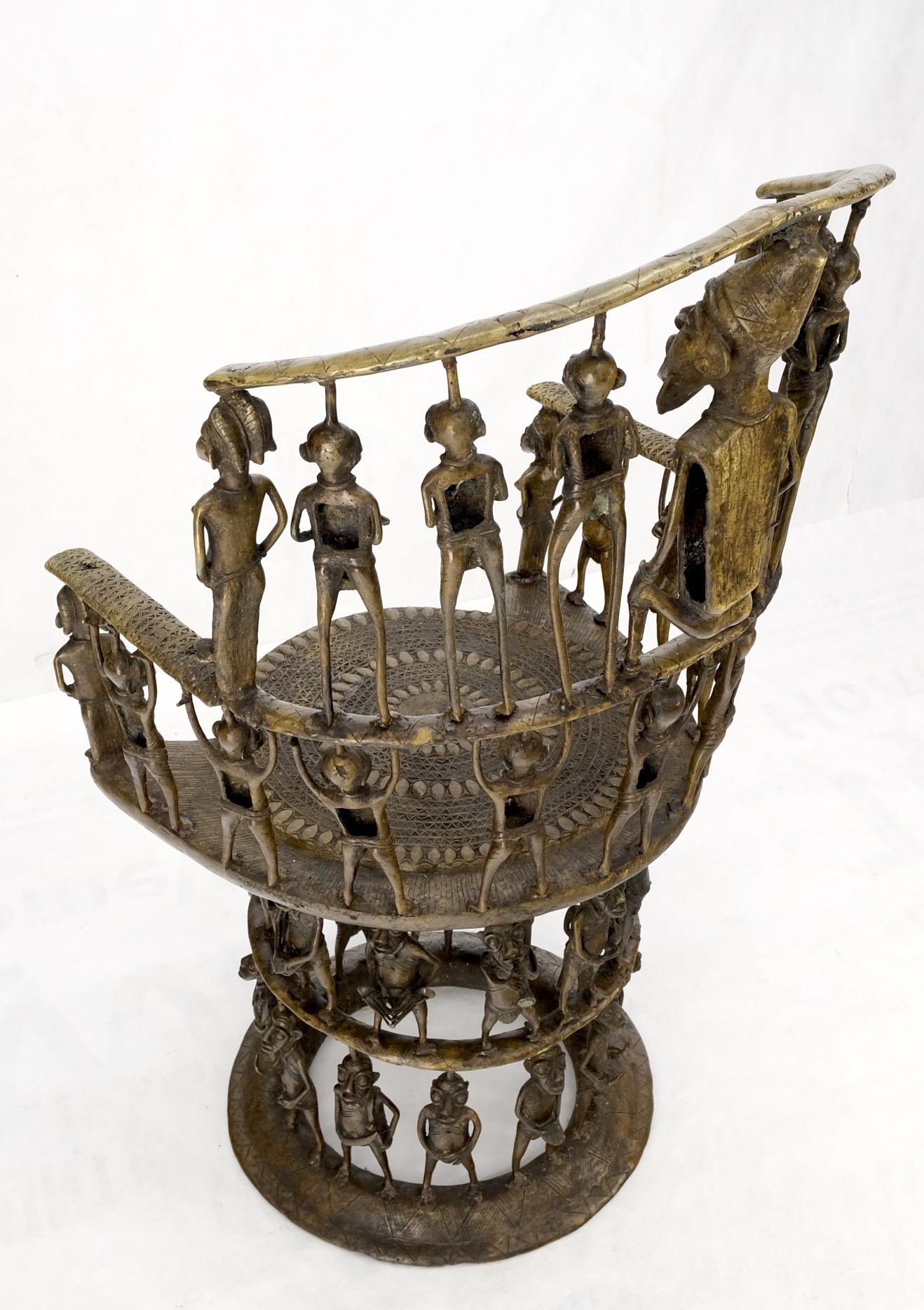 EstablishedLines Solid Bronze 44 Figurines African Cameroon Bronze Figurative Throne Chair