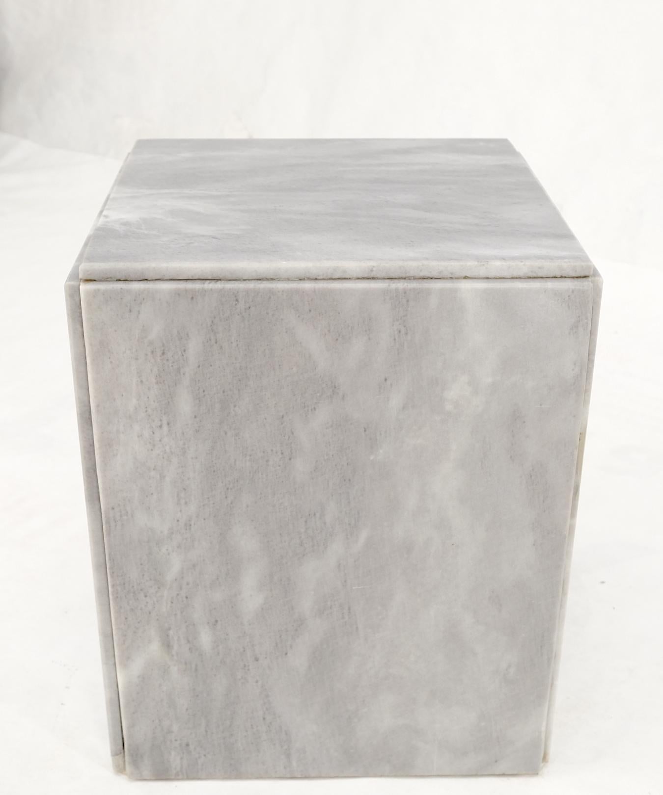EstablishedLines Mid-Century Modern Cube Shape Italian Carrara Marble Pedestal 18" Tall End Table