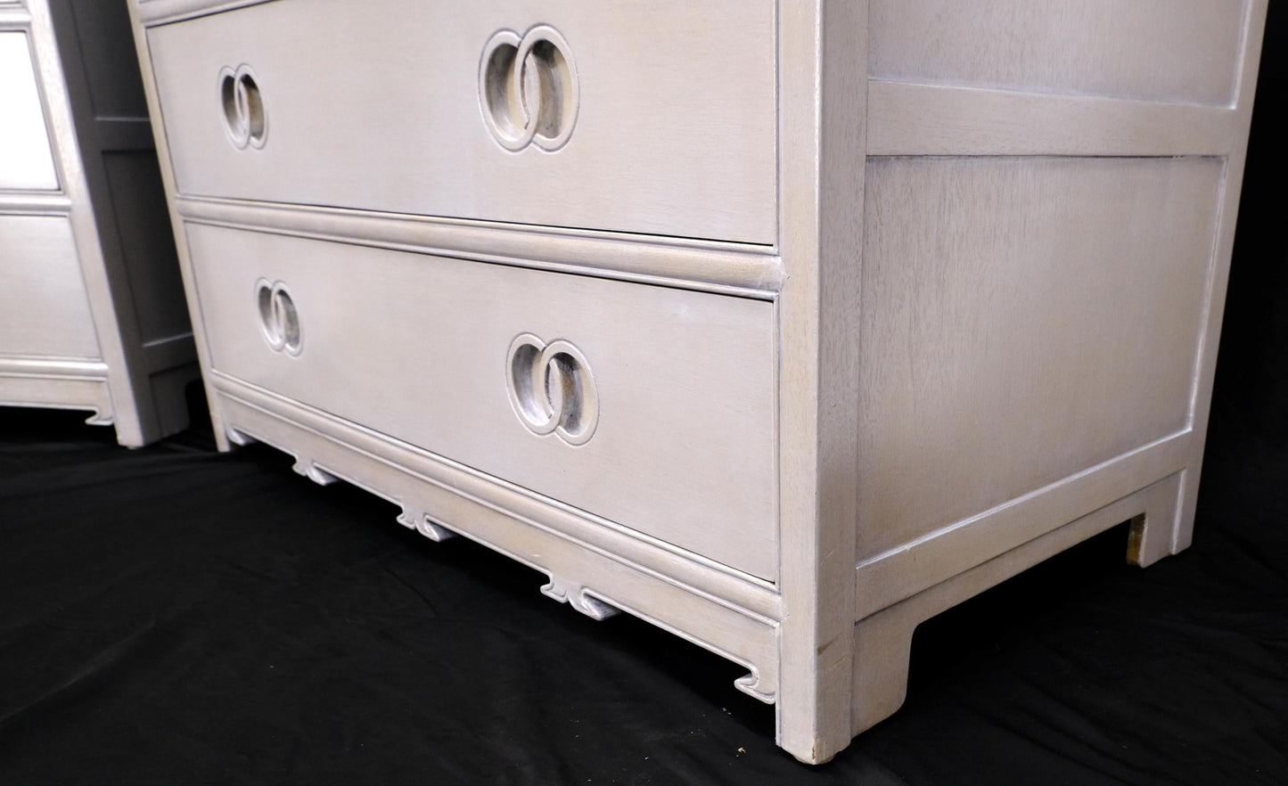 EstablishedLines Pair of Bleached 5 Drawers Bachelor Chests by Baker