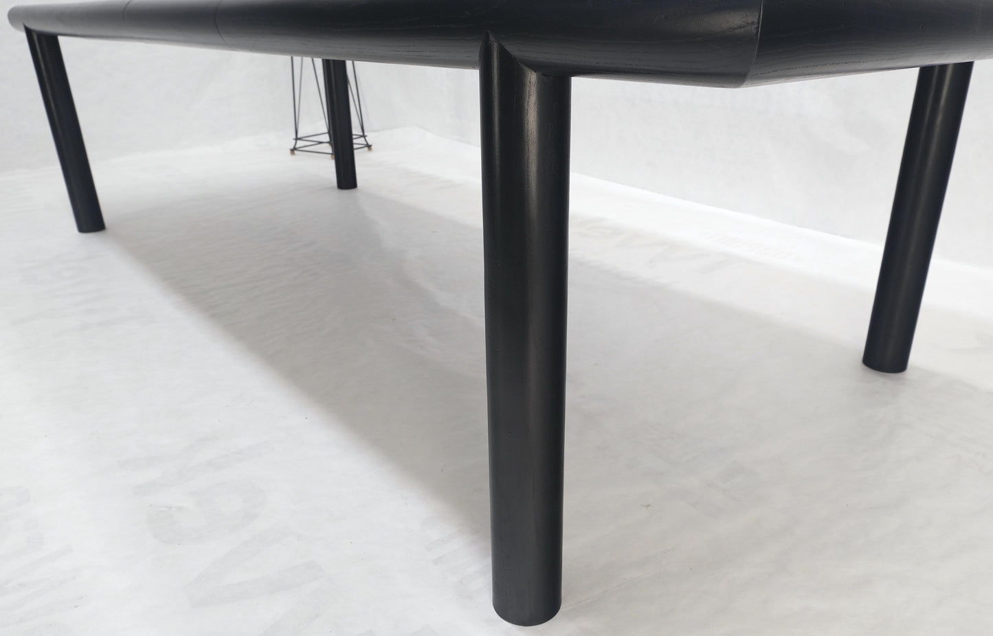 EstablishedLines Rosewood Top Black Lacquer Base Massive Cylinder Shape Legs Dining Table MINT!
