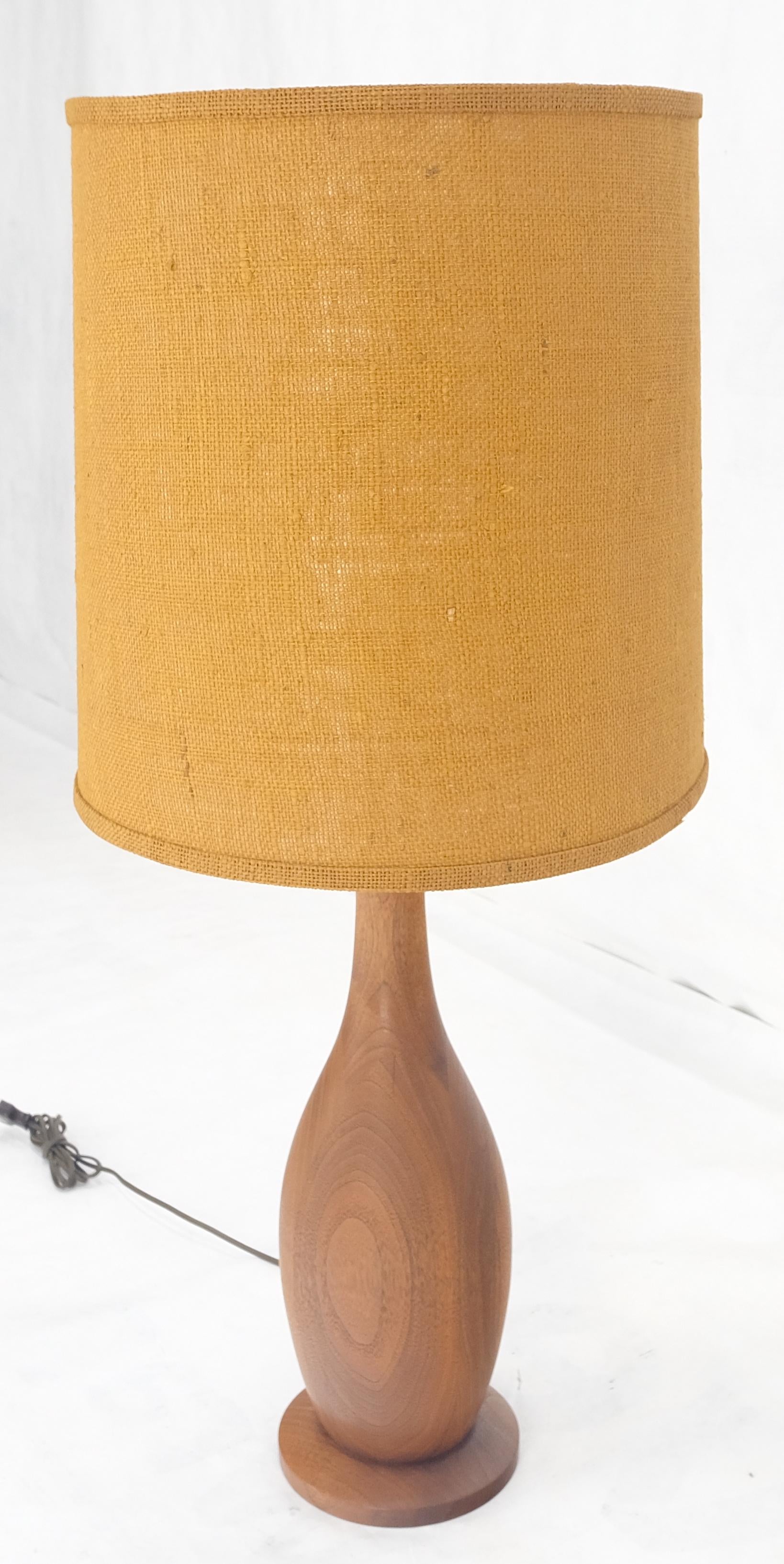EstablishedLines Turned Teak Onion Shape Danish Mid Century Modern 1970s Table Lamp
