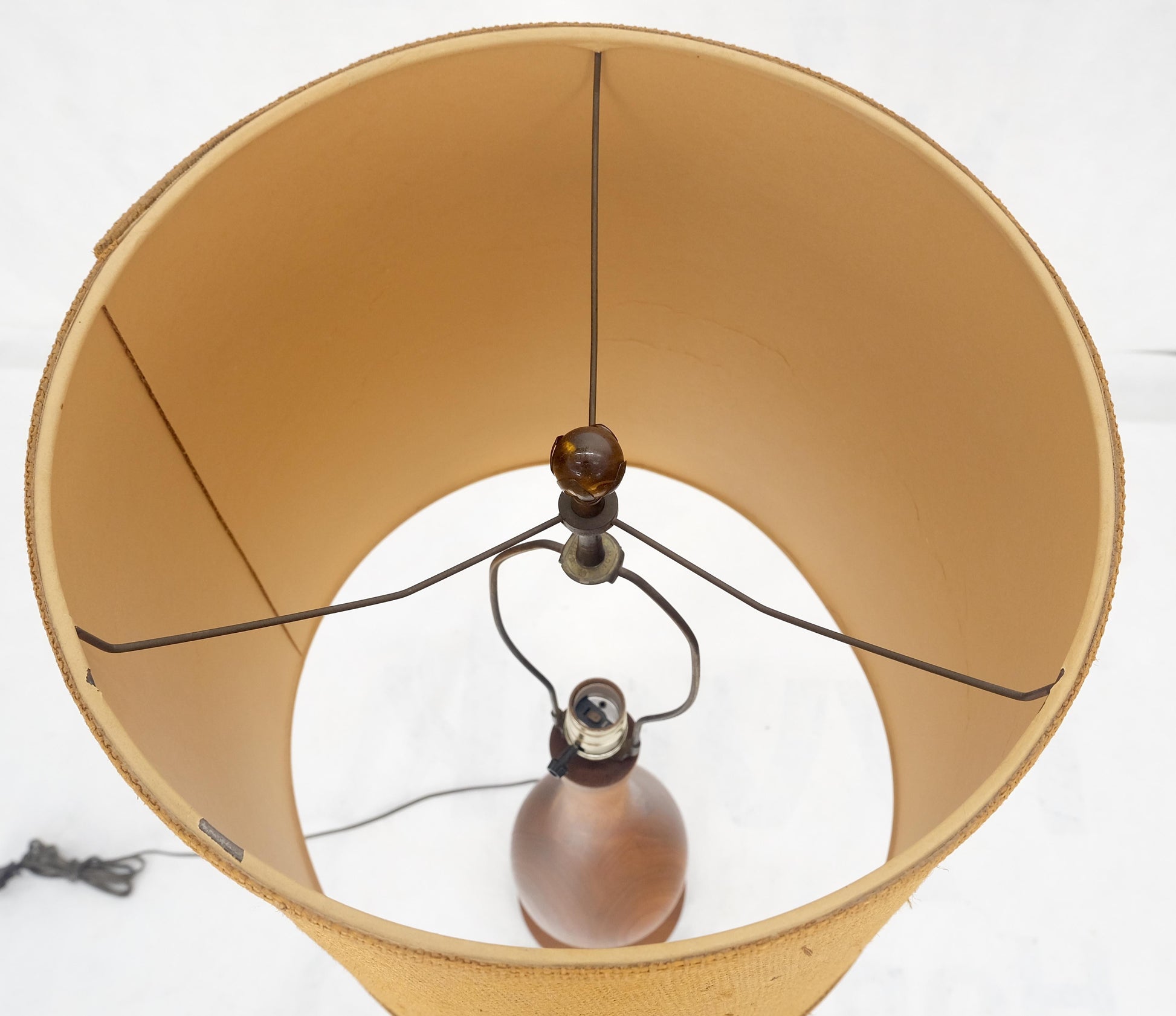 EstablishedLines Turned Teak Onion Shape Danish Mid Century Modern 1970s Table Lamp