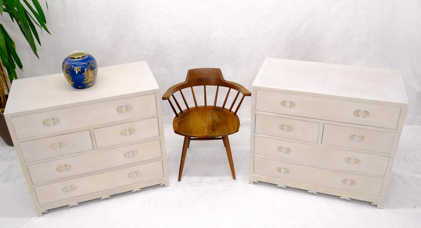 EstablishedLines Pair of Bleached 5 Drawers Bachelor Chests by Baker