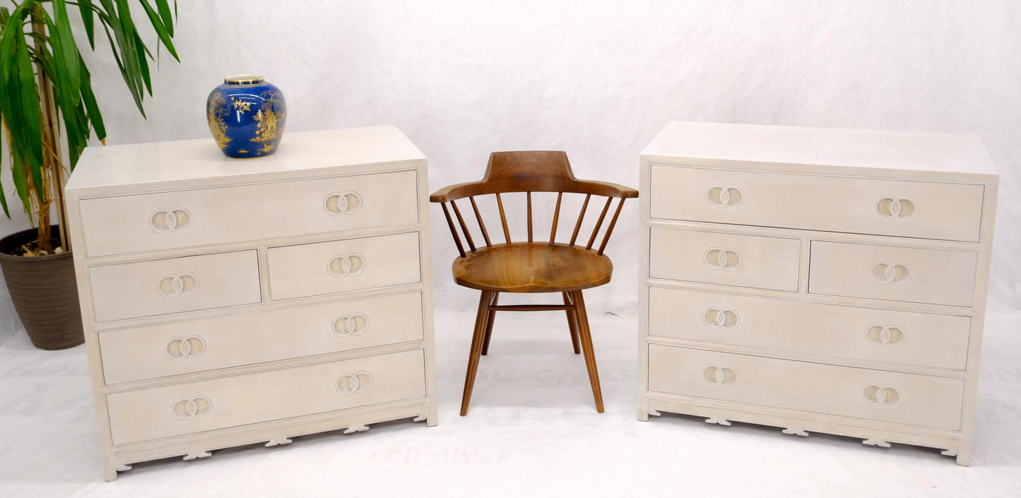 EstablishedLines Pair of Bleached 5 Drawers Bachelor Chests by Baker