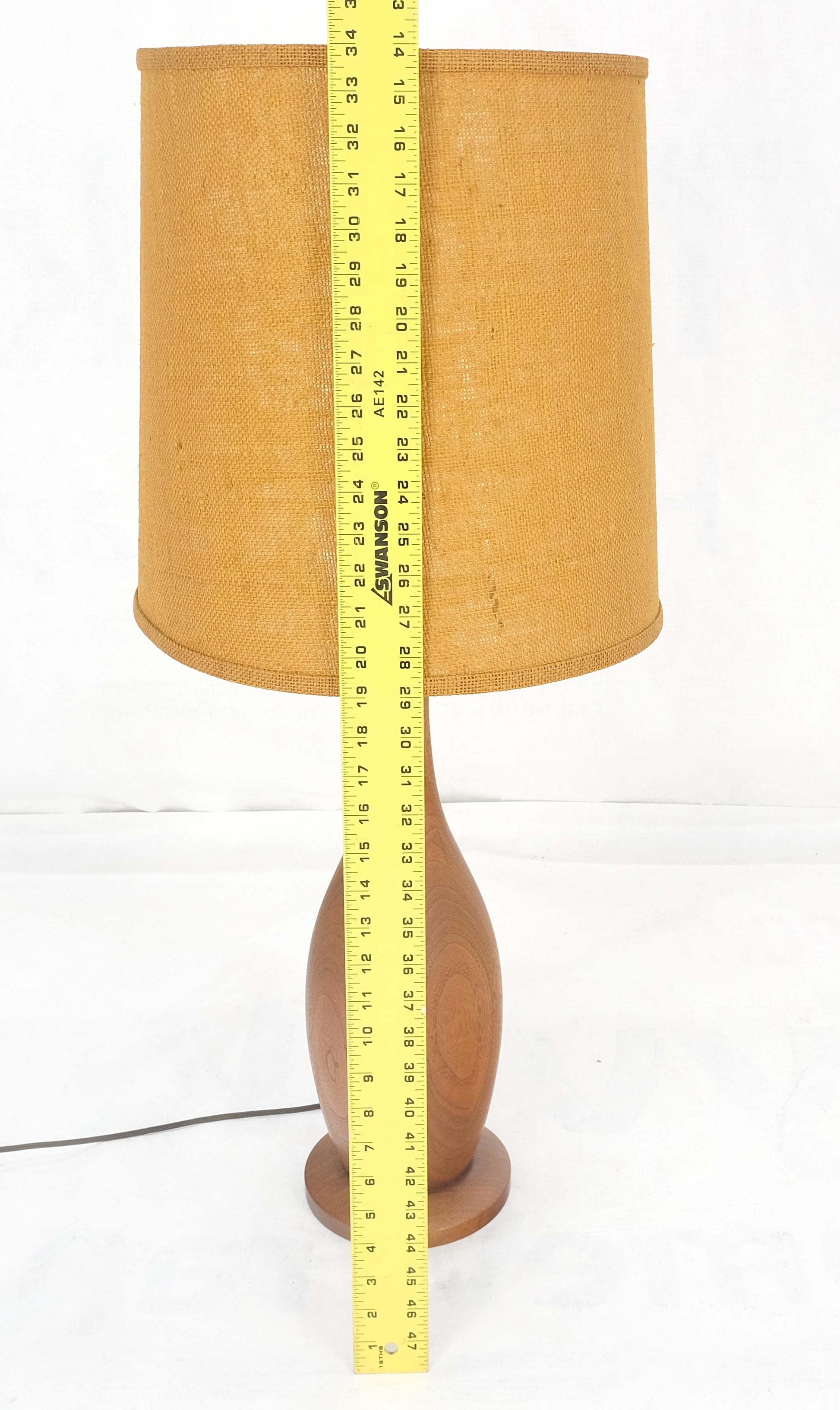 EstablishedLines Turned Teak Onion Shape Danish Mid Century Modern 1970s Table Lamp