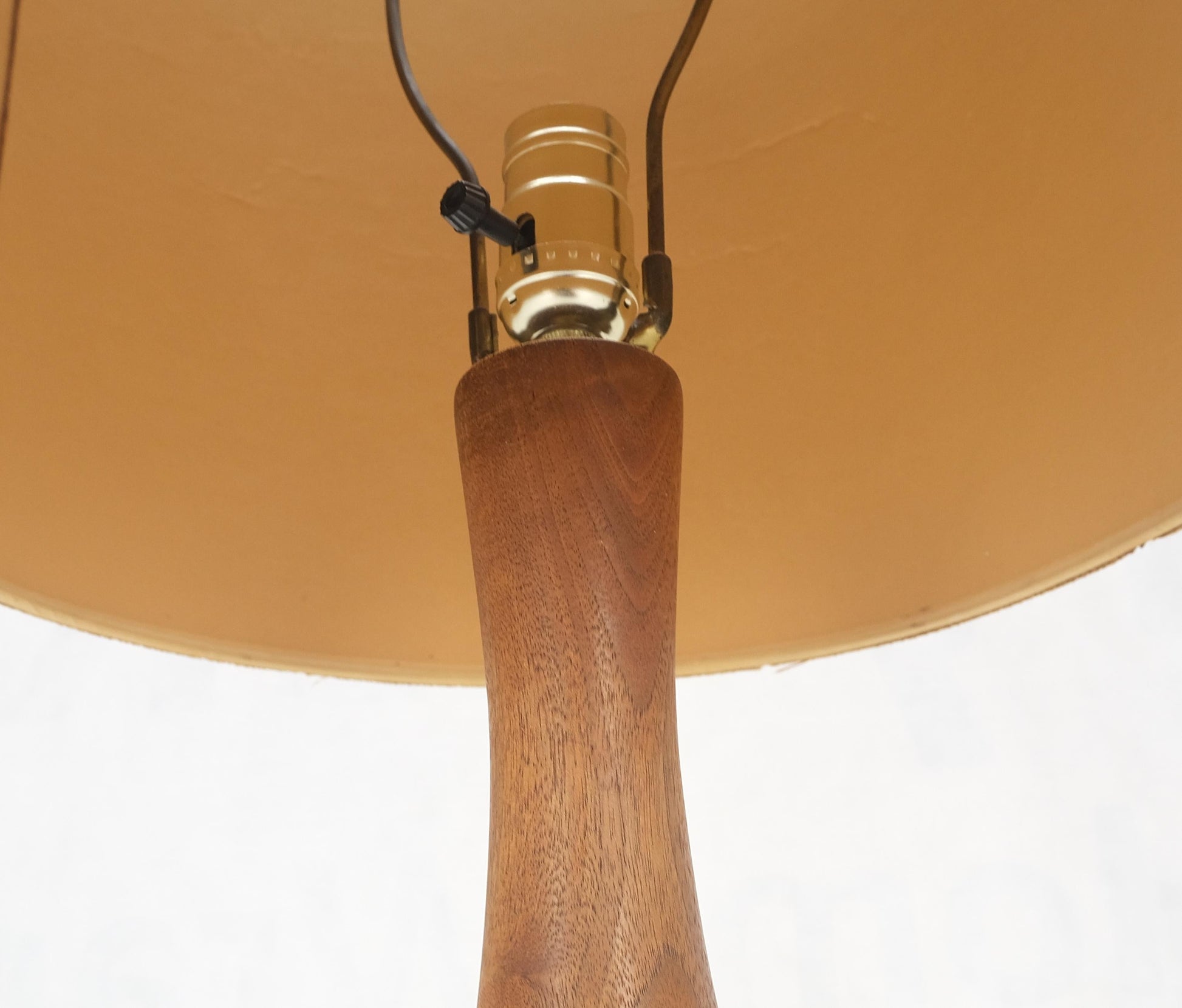 EstablishedLines Turned Teak Onion Shape Danish Mid Century Modern 1970s Table Lamp