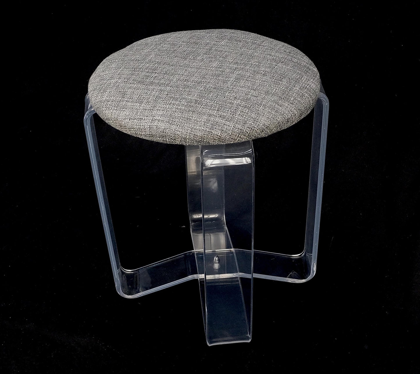 EstablishedLines Bent Lucite Basket Weave Upholstery Piano Stool Bench Mid Century Modern MINT!