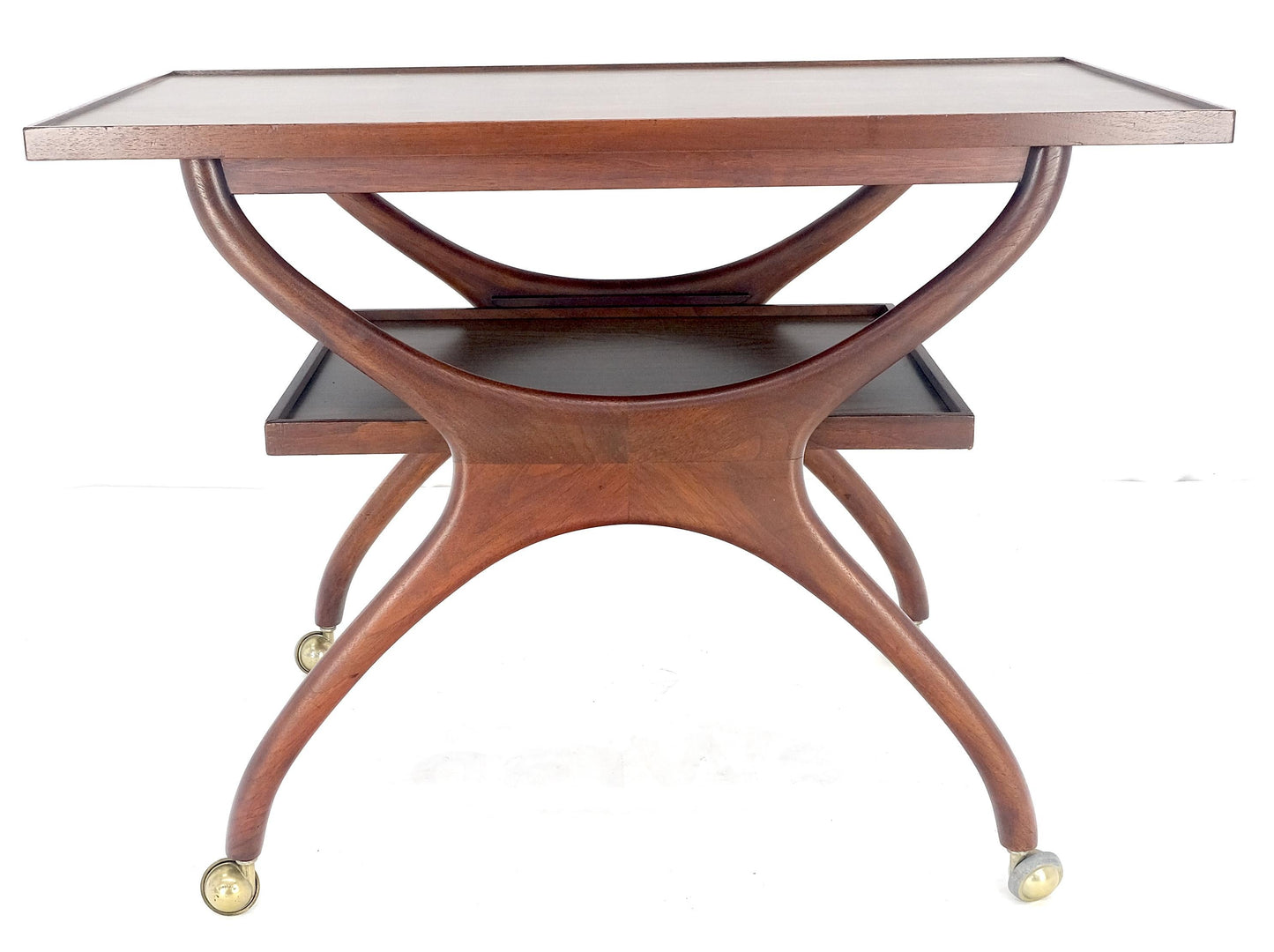 EstablishedLines Rare Vladimir Kagan Solid Walnut Laminate Top Rolling Serving Tea Cart Bar MINT!