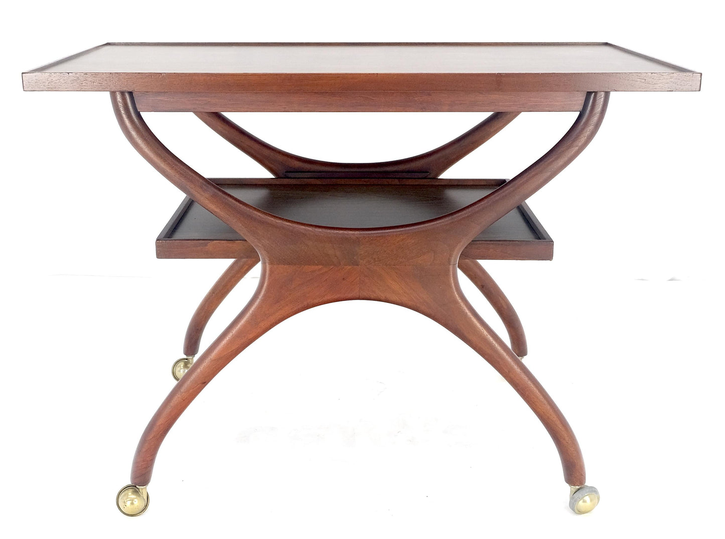 EstablishedLines Rare Vladimir Kagan Solid Walnut Laminate Top Rolling Serving Tea Cart Bar MINT!