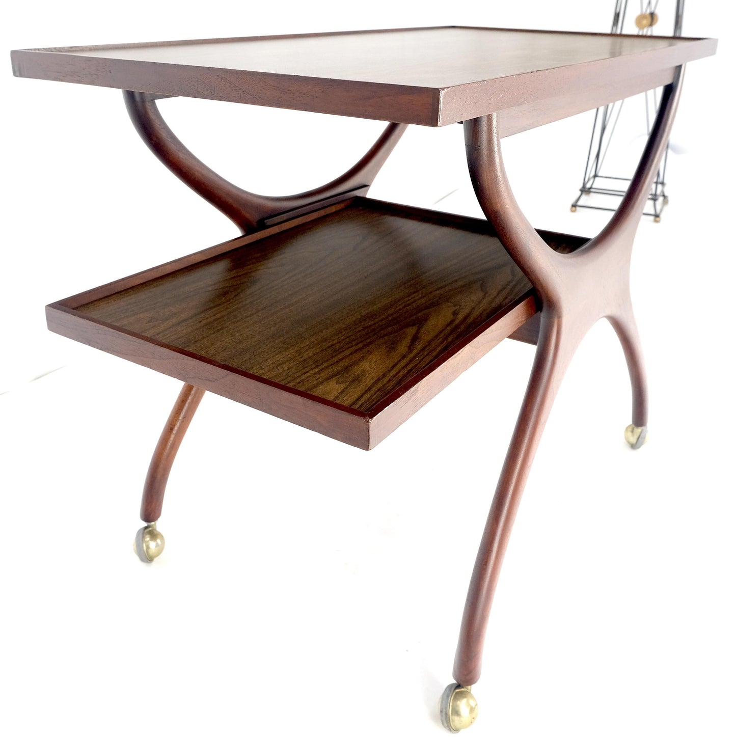 EstablishedLines Rare Vladimir Kagan Solid Walnut Laminate Top Rolling Serving Tea Cart Bar MINT!