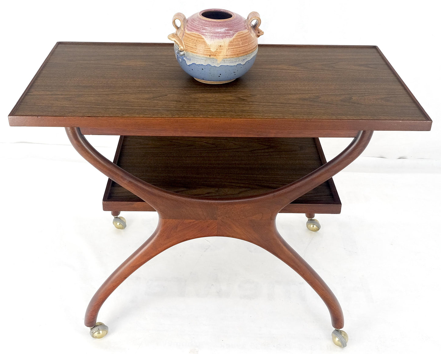 EstablishedLines Rare Vladimir Kagan Solid Walnut Laminate Top Rolling Serving Tea Cart Bar MINT!