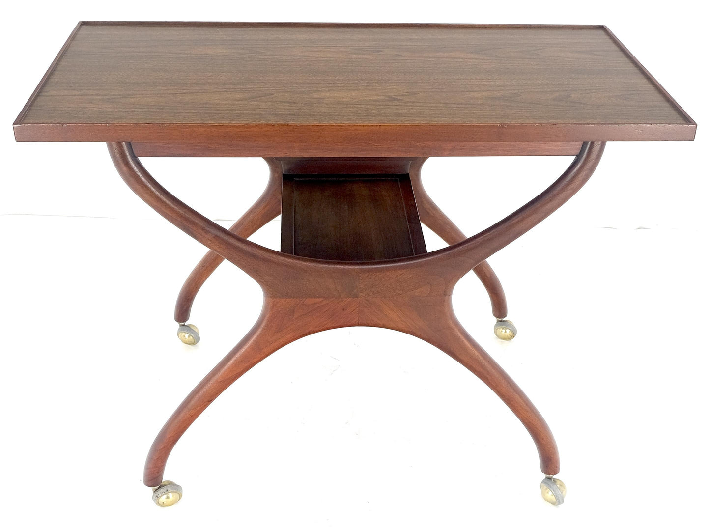 EstablishedLines Rare Vladimir Kagan Solid Walnut Laminate Top Rolling Serving Tea Cart Bar MINT!