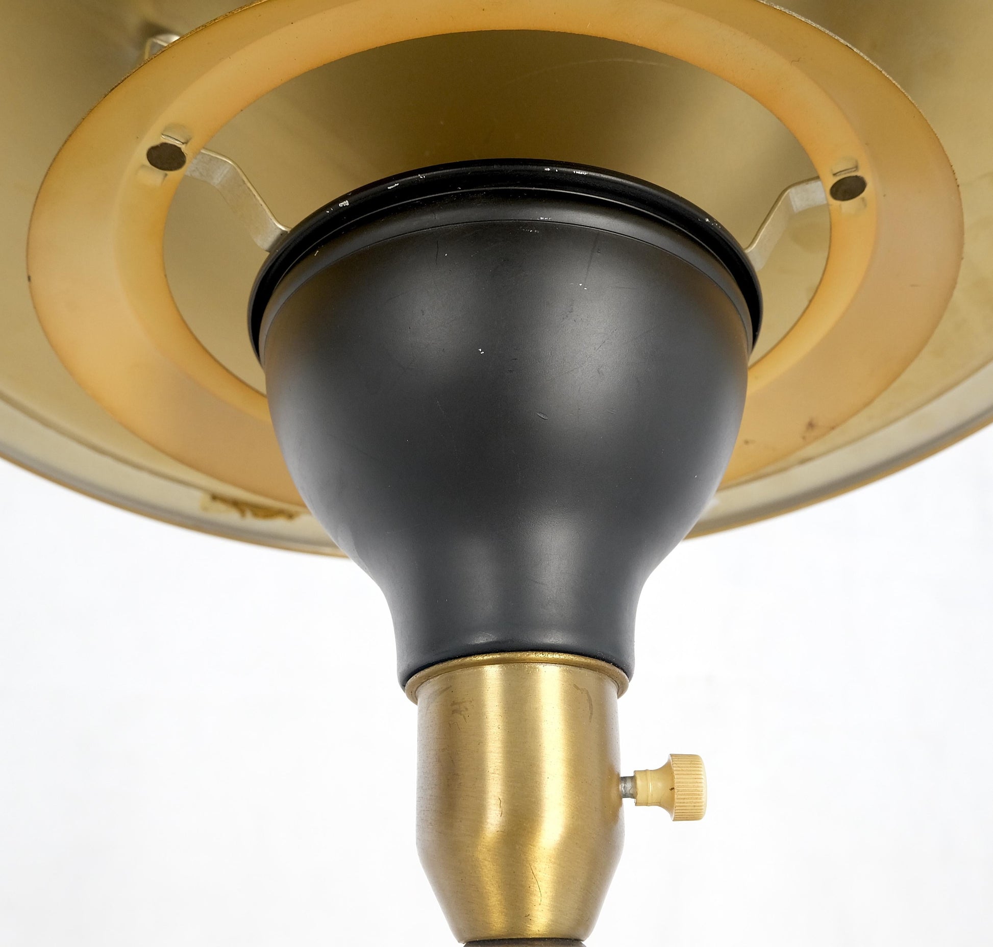 EstablishedLines Pair Metal Shades Black & Gold Mushroom Shape Table Lamps MINT