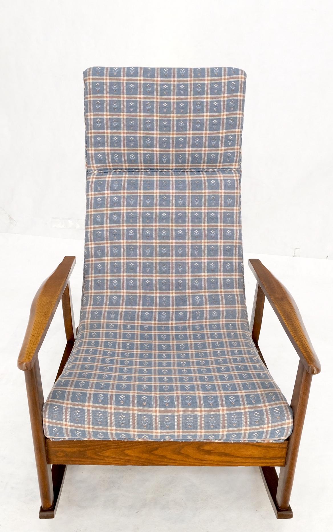 EstablishedLines Danish Mid-Century Modern Wool Upholstery Tall Back Rocking Lounge Chair