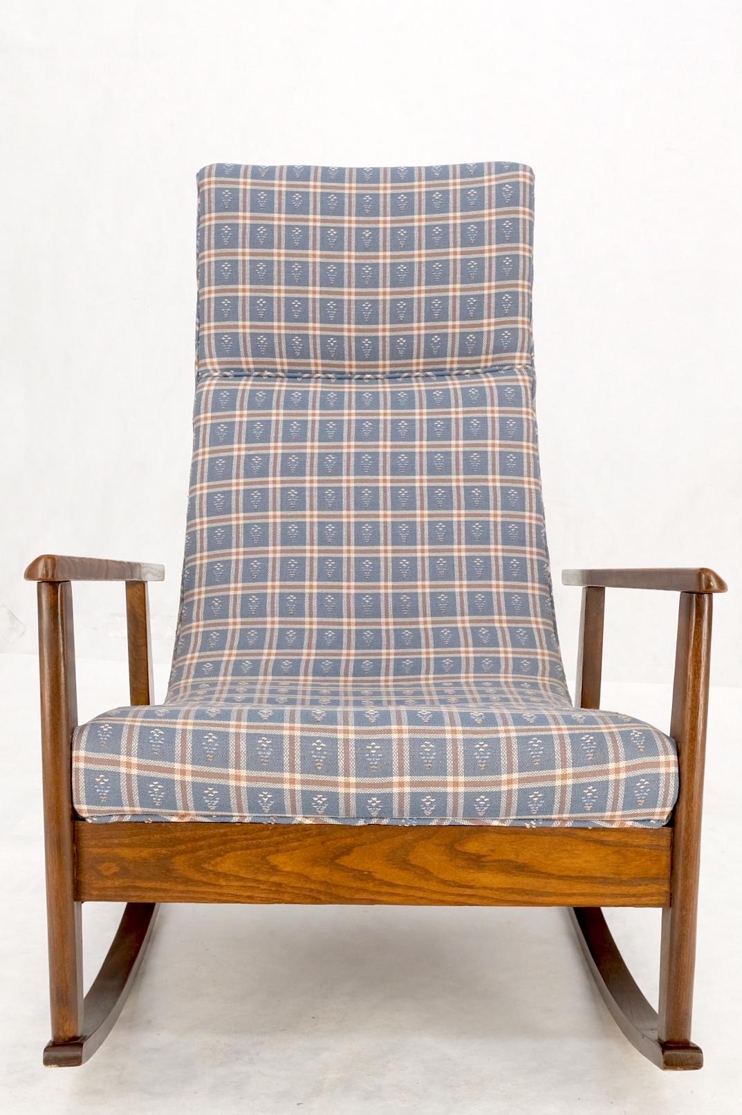 EstablishedLines Danish Mid-Century Modern Wool Upholstery Tall Back Rocking Lounge Chair