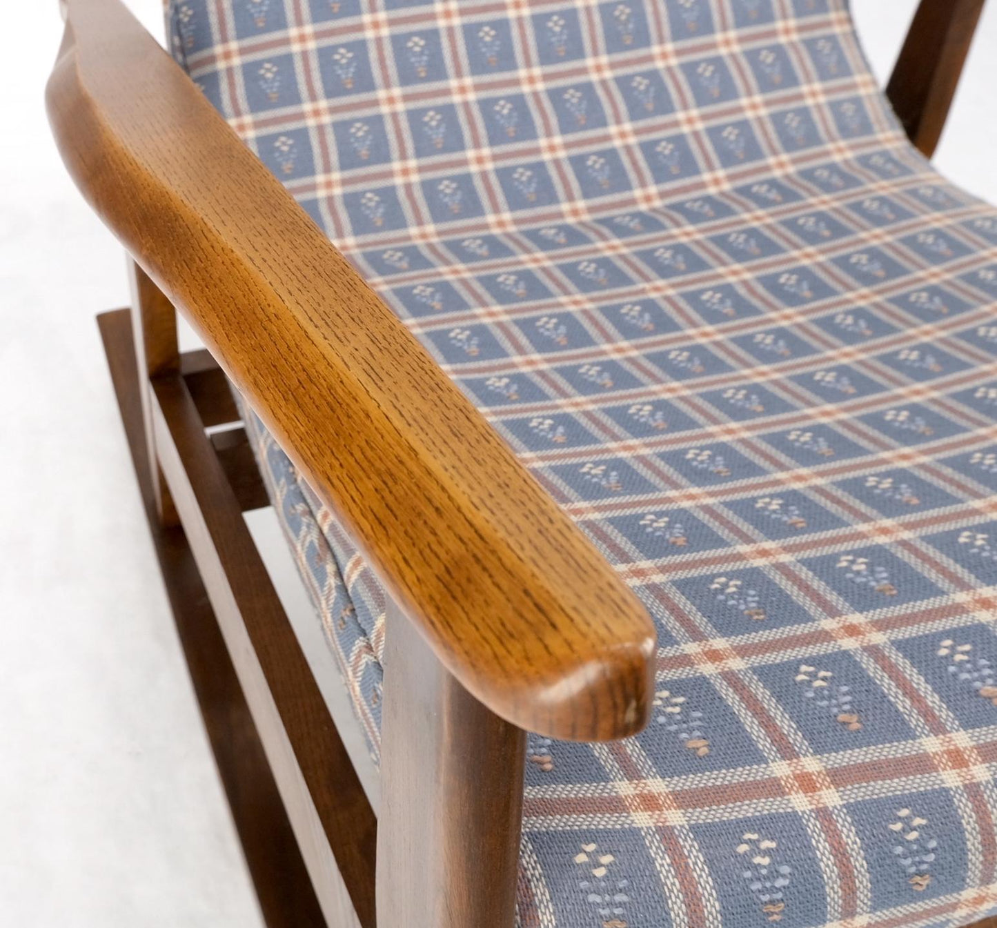 EstablishedLines Danish Mid-Century Modern Wool Upholstery Tall Back Rocking Lounge Chair