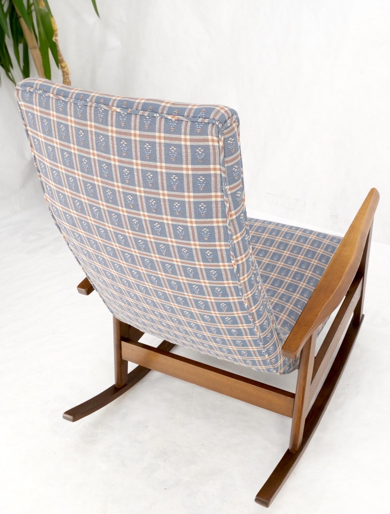 EstablishedLines Danish Mid-Century Modern Wool Upholstery Tall Back Rocking Lounge Chair