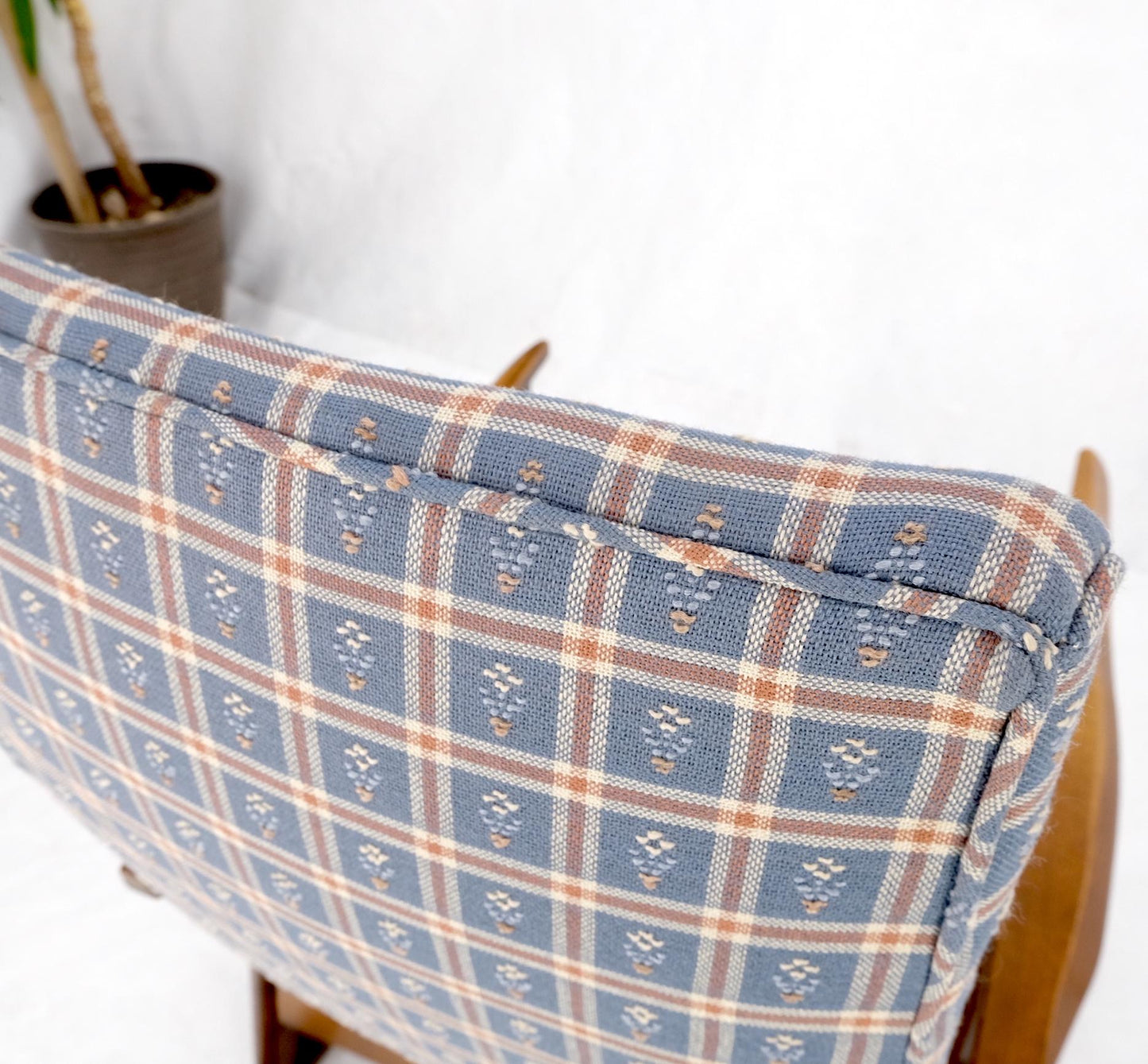 EstablishedLines Danish Mid-Century Modern Wool Upholstery Tall Back Rocking Lounge Chair