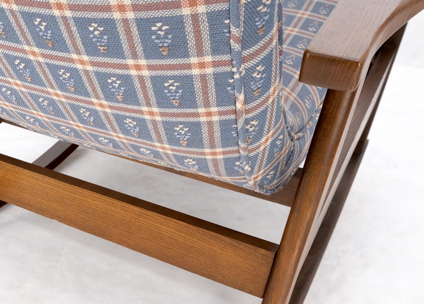 EstablishedLines Danish Mid-Century Modern Wool Upholstery Tall Back Rocking Lounge Chair