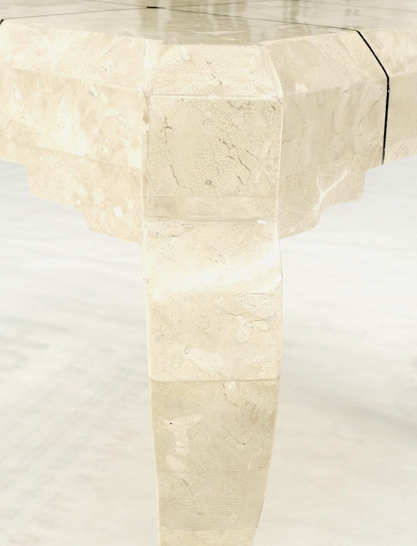 EstablishedLines Tessellated Stone Top Brass Inlay Cabriole Leg Side End Occasional Table MINT!