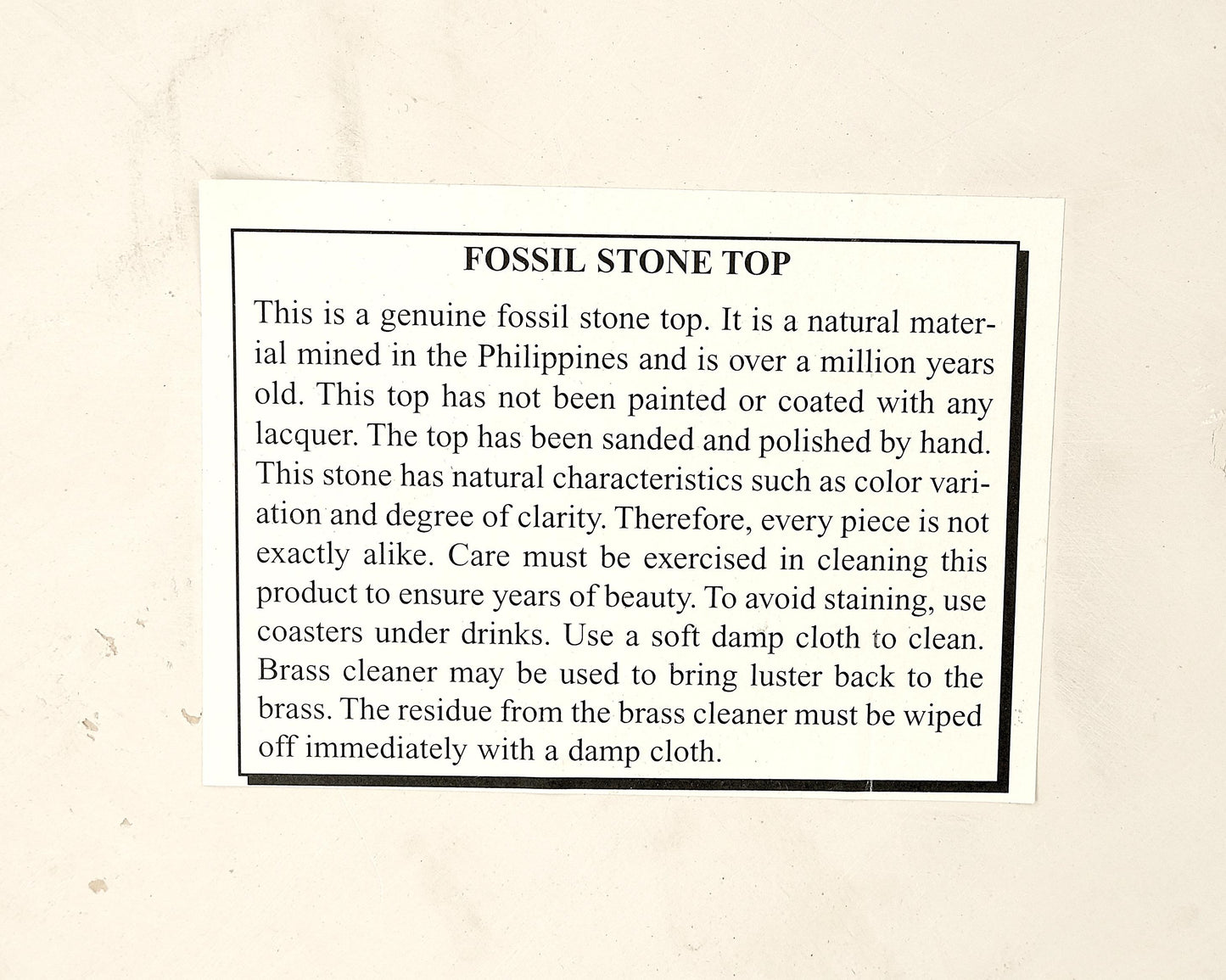 EstablishedLines Tessellated Stone Fossil Top Brass Inlay Square Coffee Table on Cabriole Legs