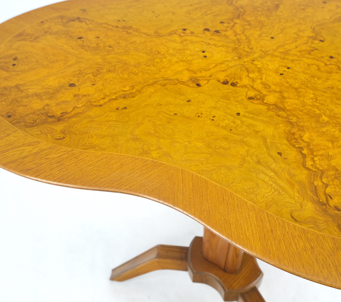 EstablishedLines Swedish Mid-Century Modern Burl Wood Tri Legged Side End Table Stand 1949 Mint!