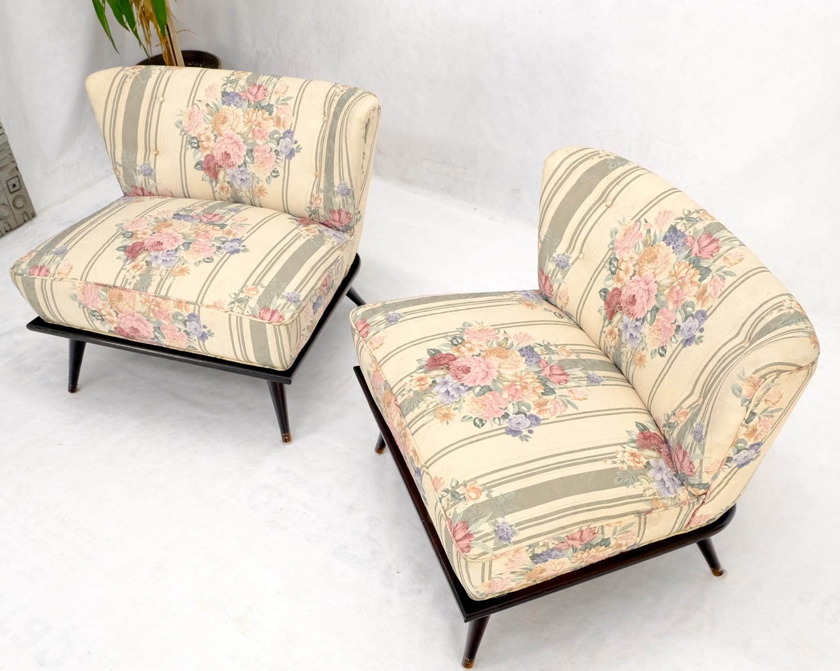 EstablishedLines Pair of Wide Fan Back Shape Cone Leg Lounge Chairs