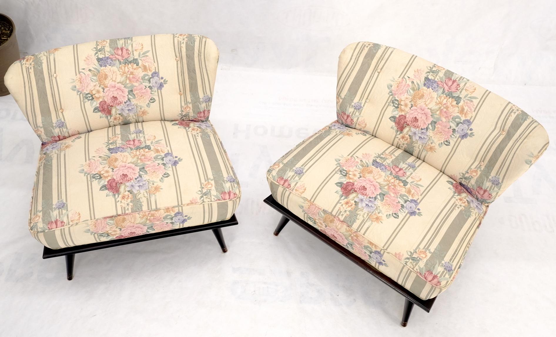 EstablishedLines Pair of Wide Fan Back Shape Cone Leg Lounge Chairs