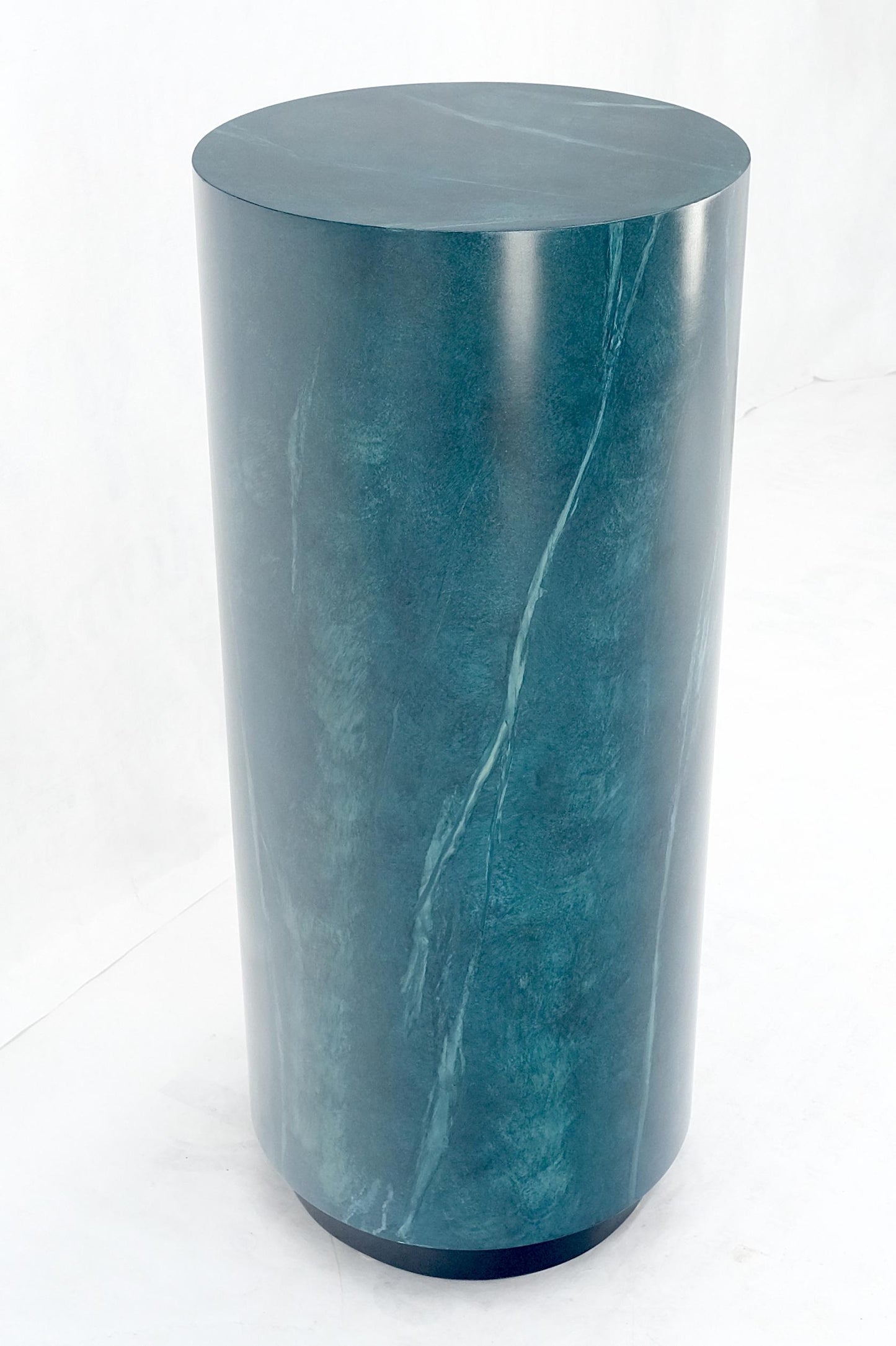 EstablishedLines Large 18" in Diameter 42" Tall Faux Green Marble Pedestal Stand Black Base MINT!