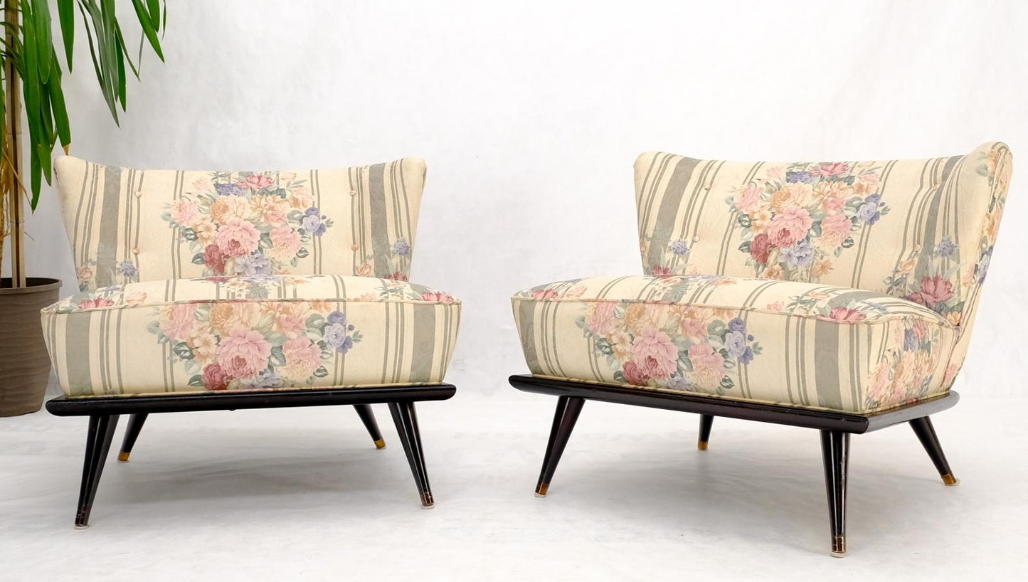 EstablishedLines Pair of Wide Fan Back Shape Cone Leg Lounge Chairs