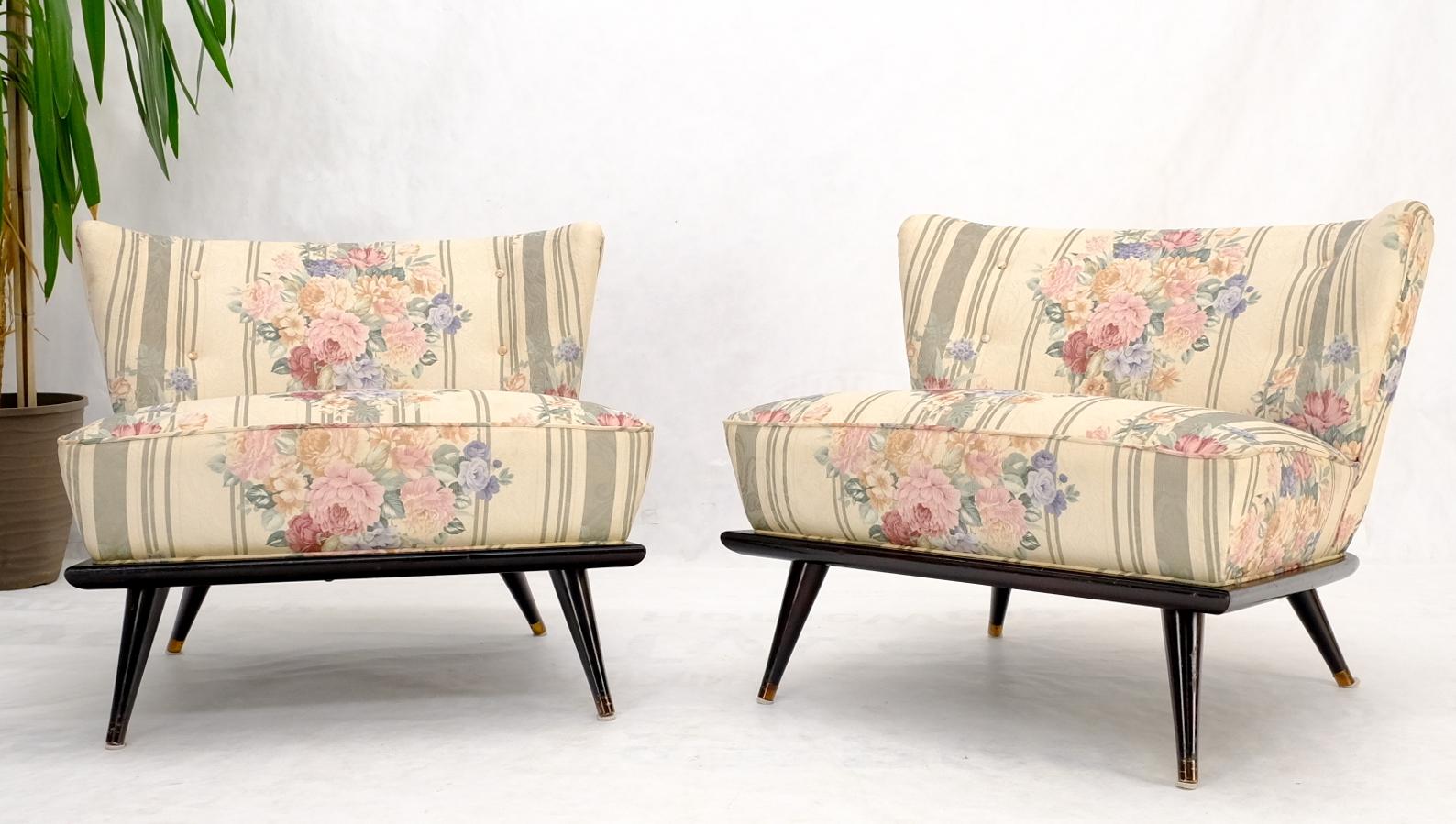 EstablishedLines Pair of Wide Fan Back Shape Cone Leg Lounge Chairs