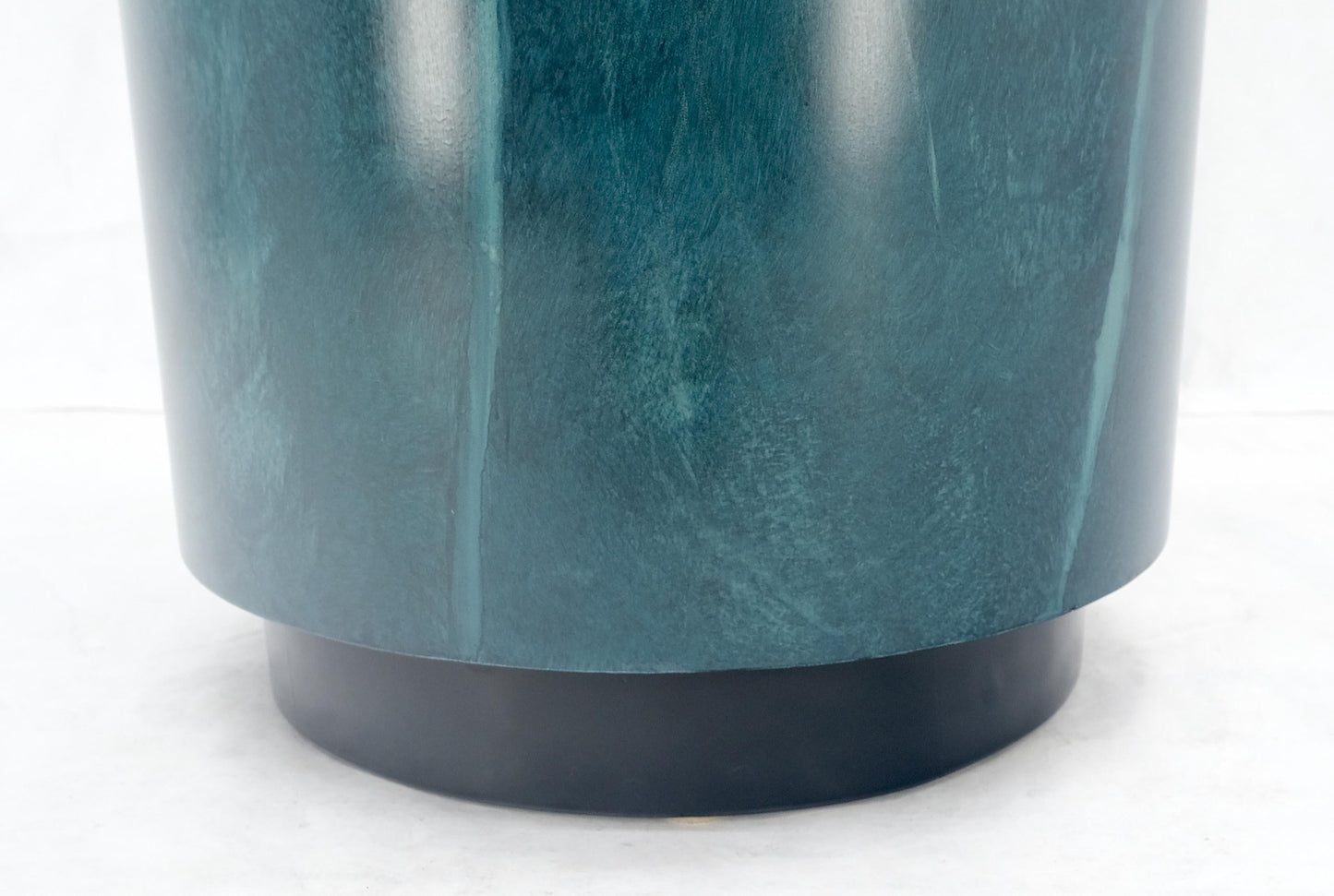 EstablishedLines Large 18" in Diameter 42" Tall Faux Green Marble Pedestal Stand Black Base MINT!