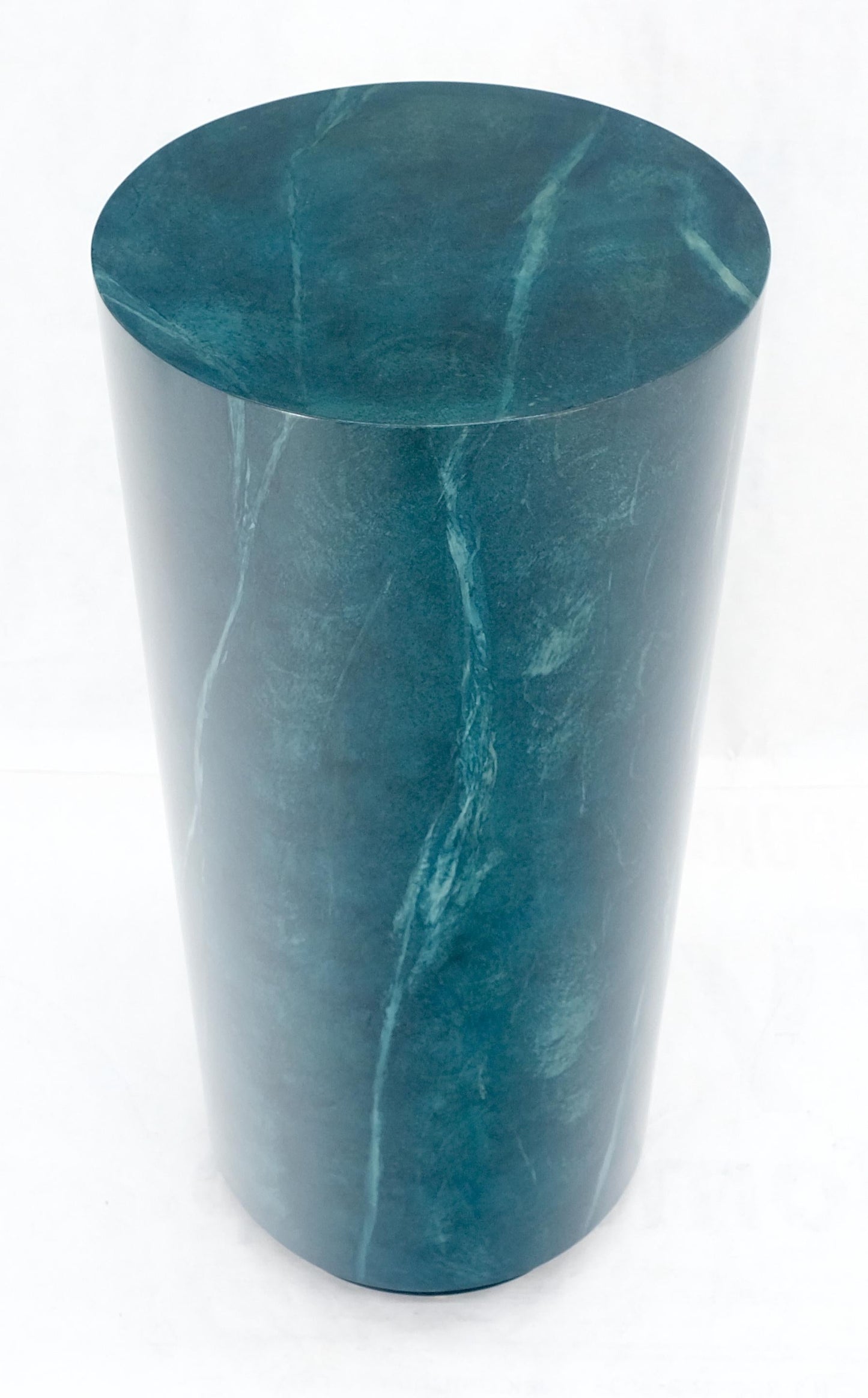 EstablishedLines Large 18" in Diameter 42" Tall Faux Green Marble Pedestal Stand Black Base MINT!