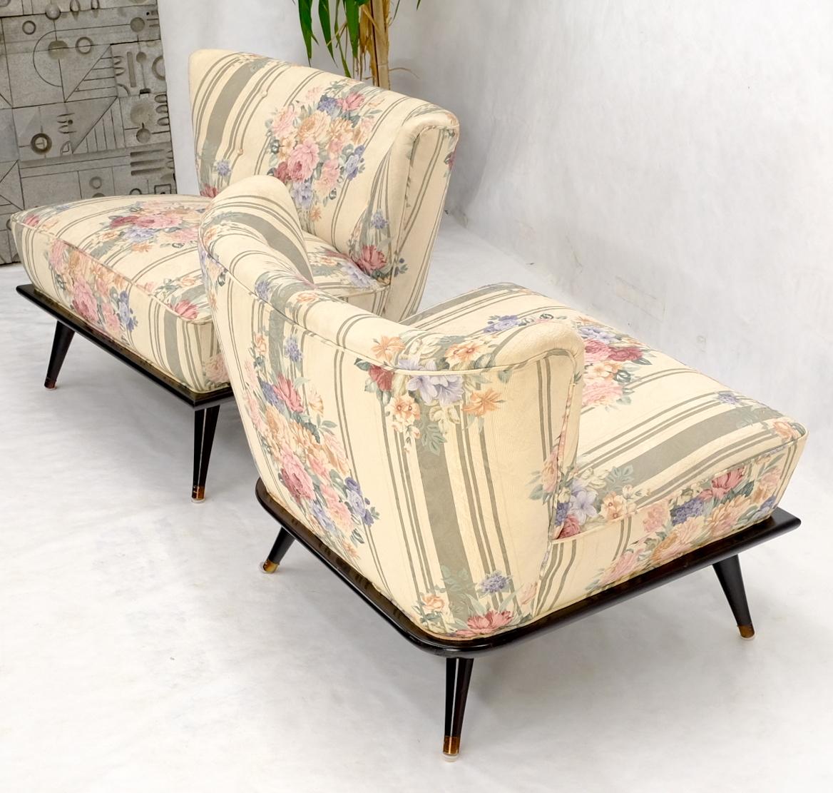 EstablishedLines Pair of Wide Fan Back Shape Cone Leg Lounge Chairs