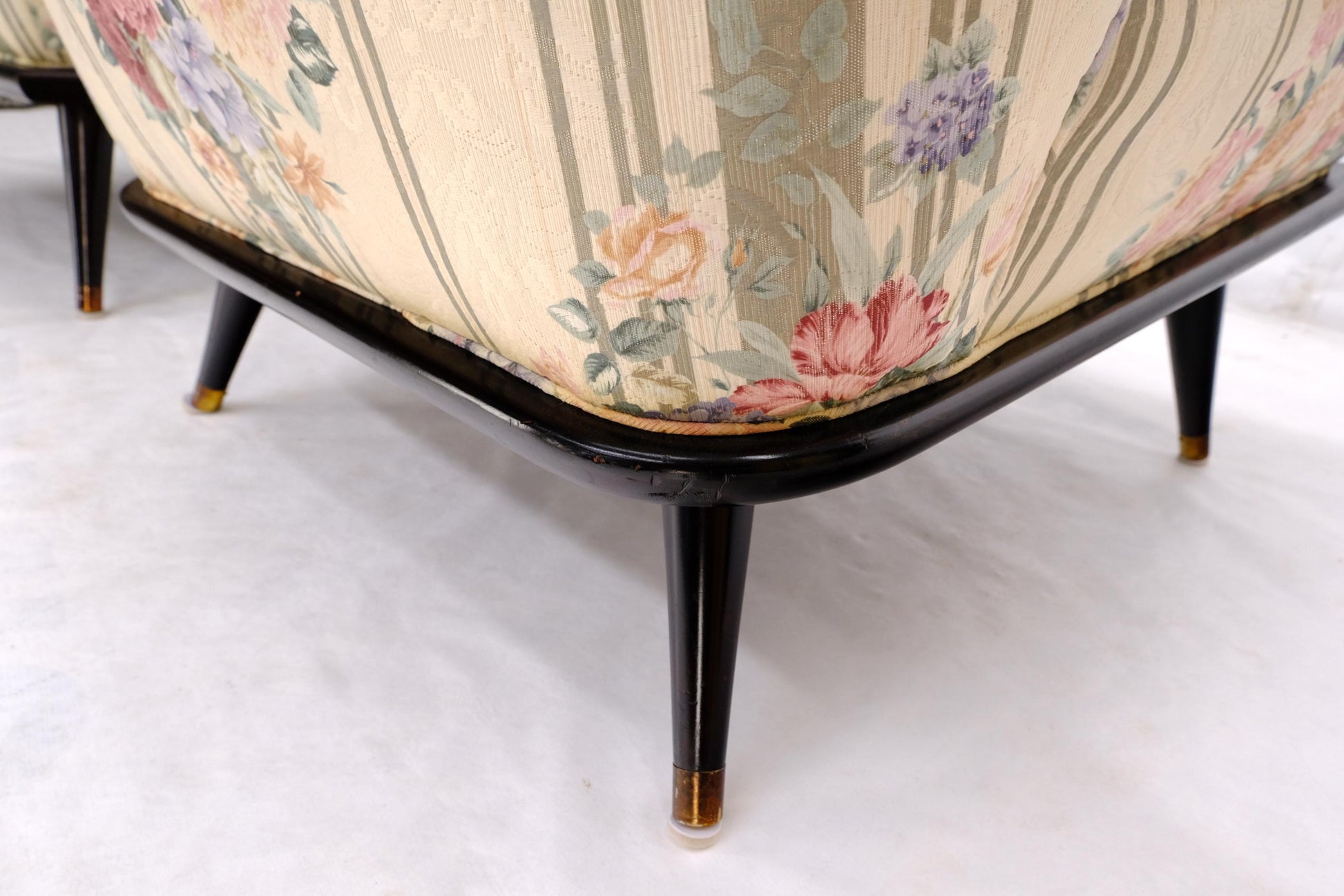 EstablishedLines Pair of Wide Fan Back Shape Cone Leg Lounge Chairs