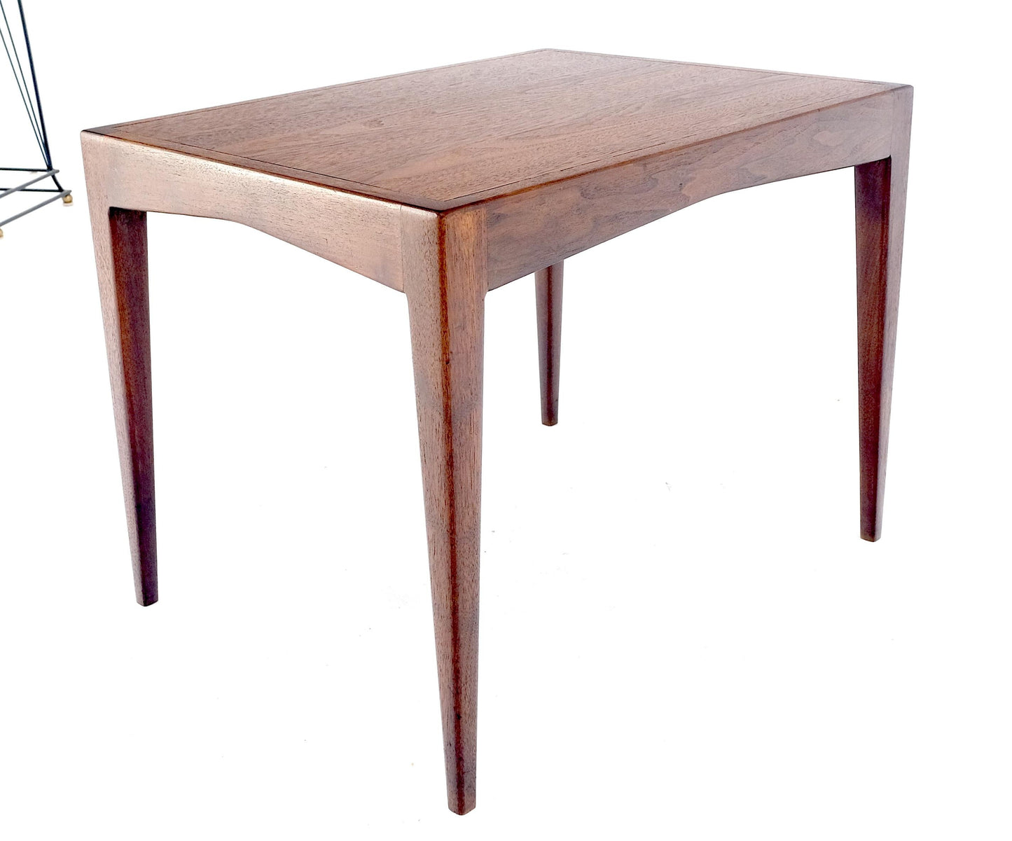 EstablishedLines George Nelson Style Mid Century Modern Walnut Side End Table on Tapered Leg MINT