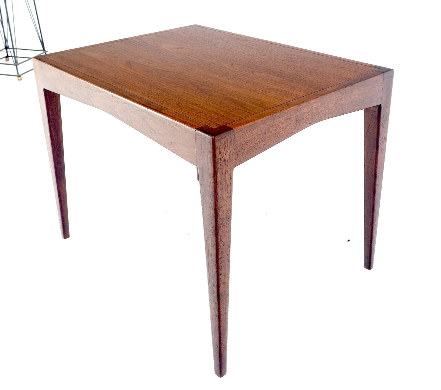 EstablishedLines George Nelson Style Mid Century Modern Walnut Side End Table on Tapered Leg MINT