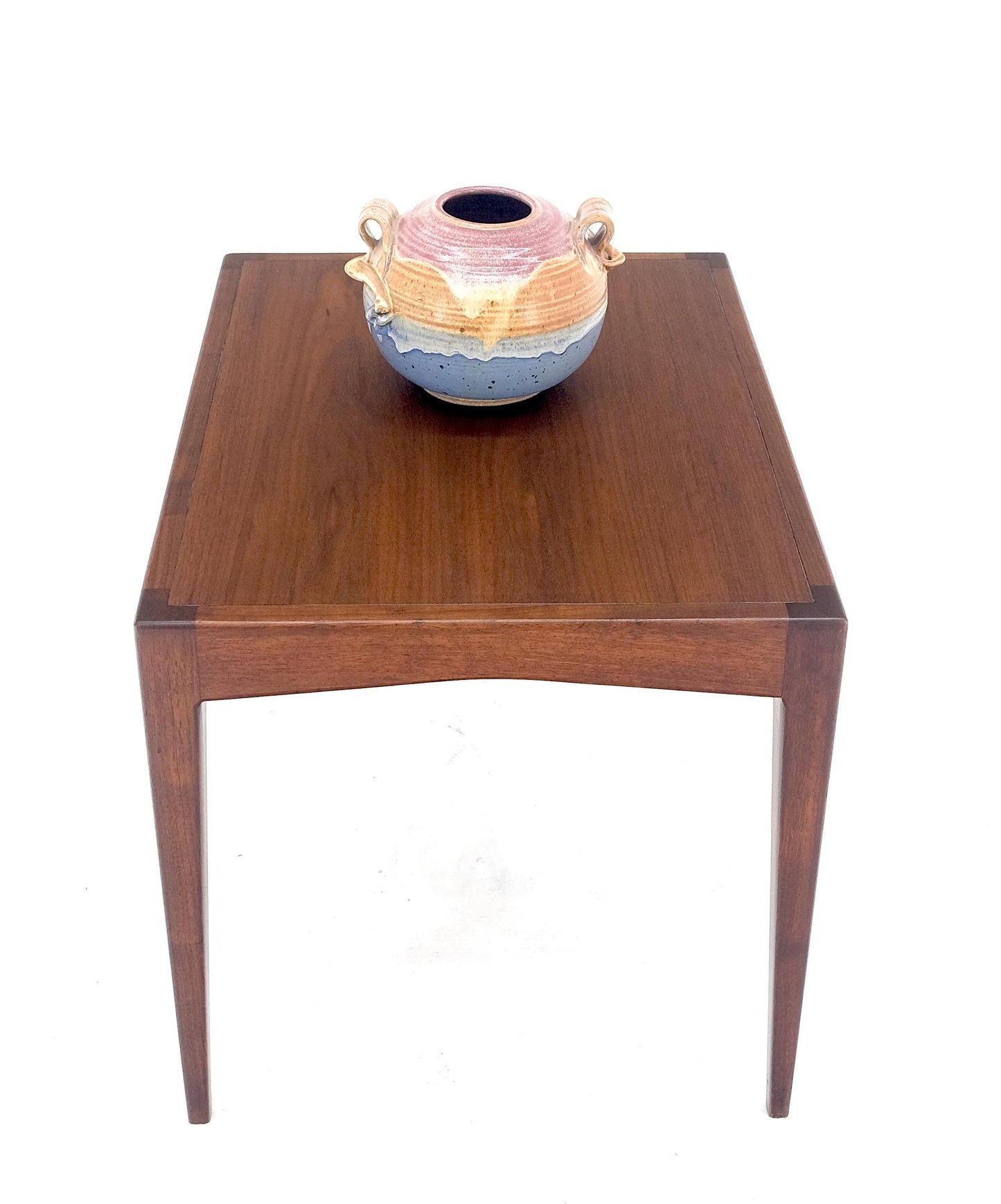 EstablishedLines George Nelson Style Mid Century Modern Walnut Side End Table on Tapered Leg MINT