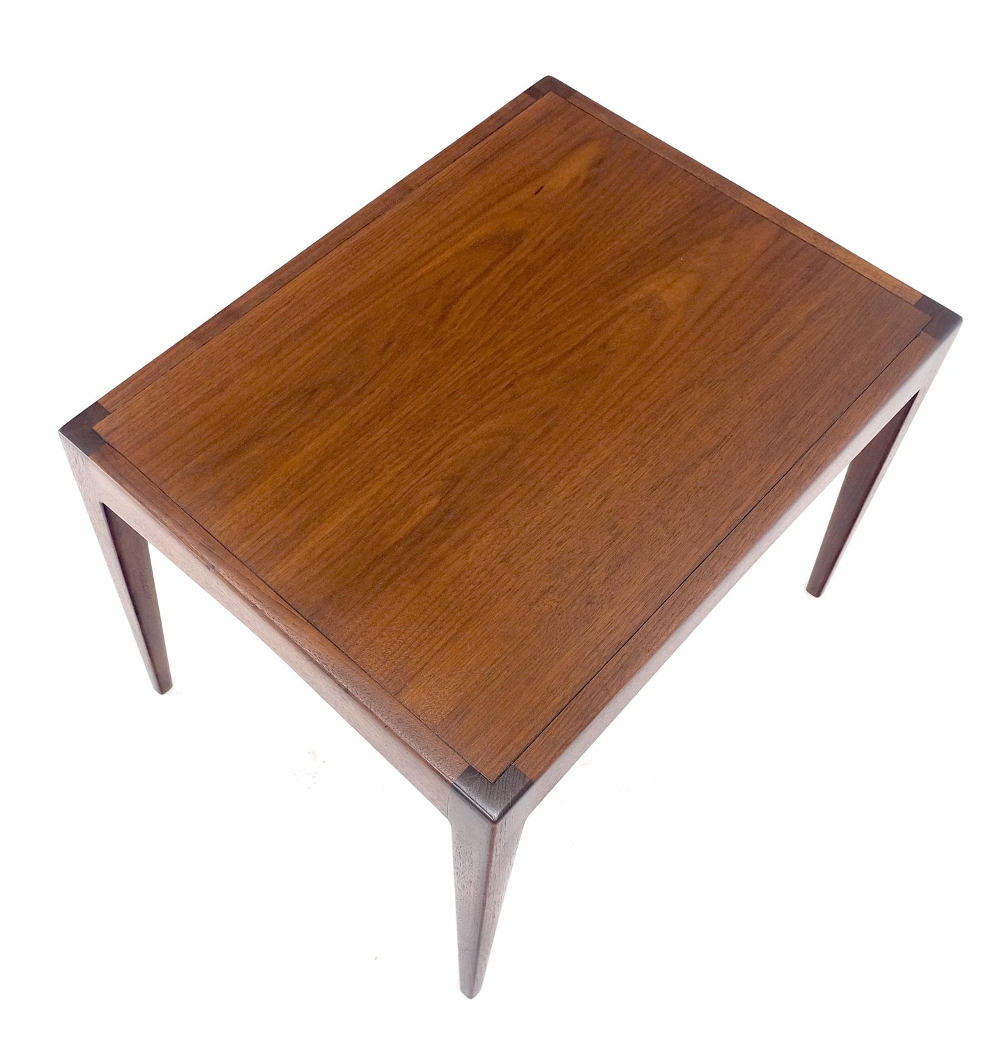 EstablishedLines George Nelson Style Mid Century Modern Walnut Side End Table on Tapered Leg MINT