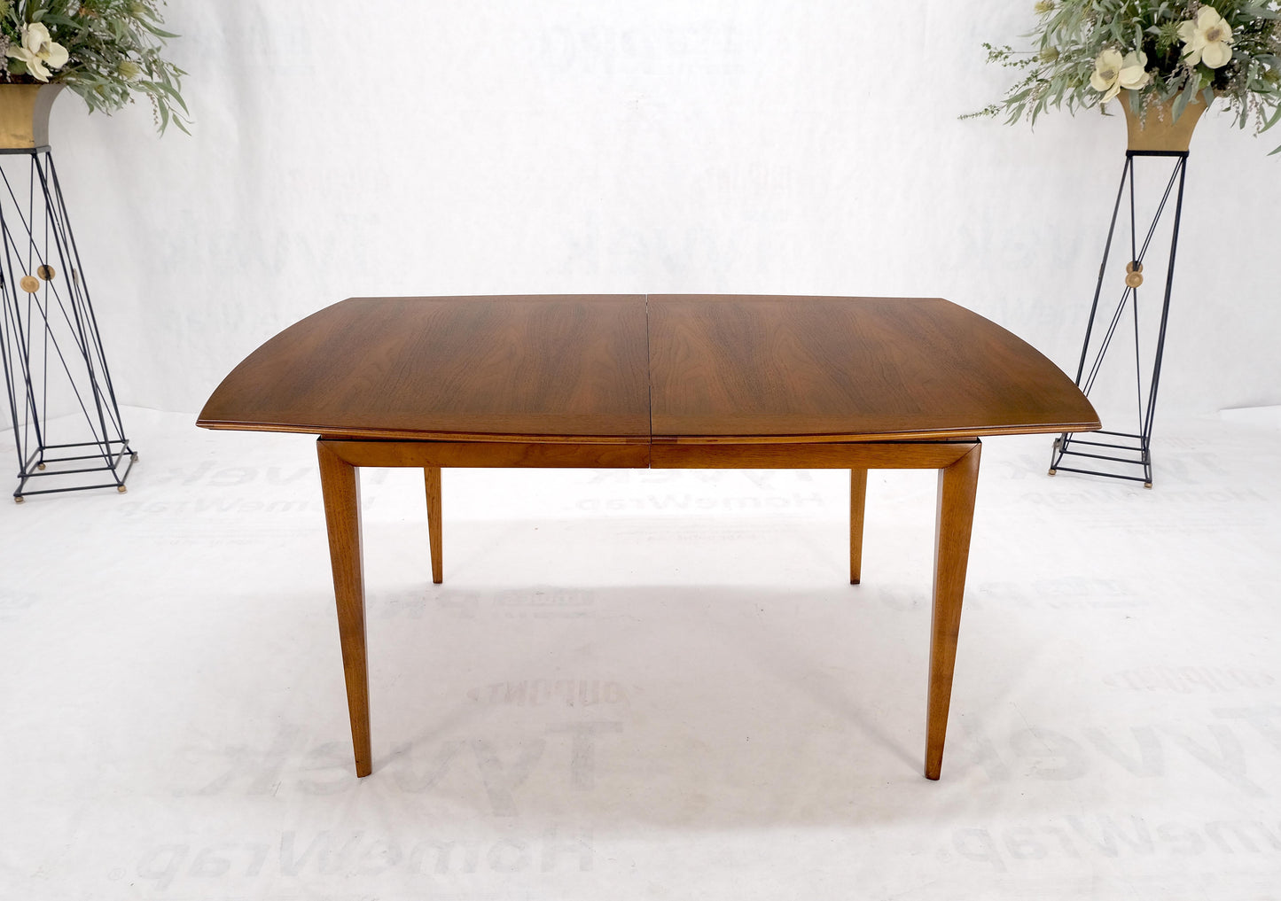 American Walnut Mid Century Modern Boat Shape Dining Table 1 Extension Leaf MINT