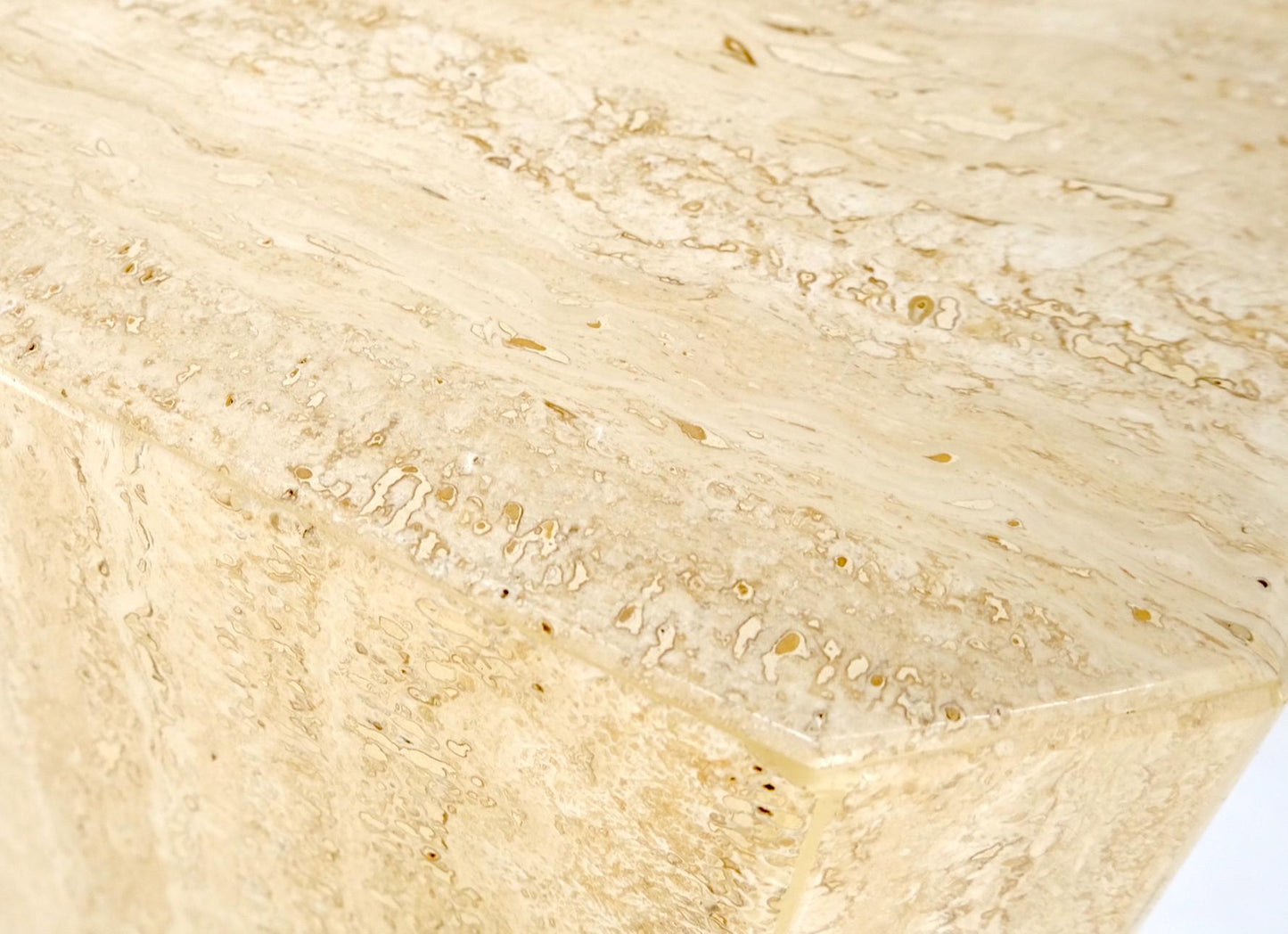 EstablishedLines Pair of Tall Large Square Italian Travertine Pedestals Stands