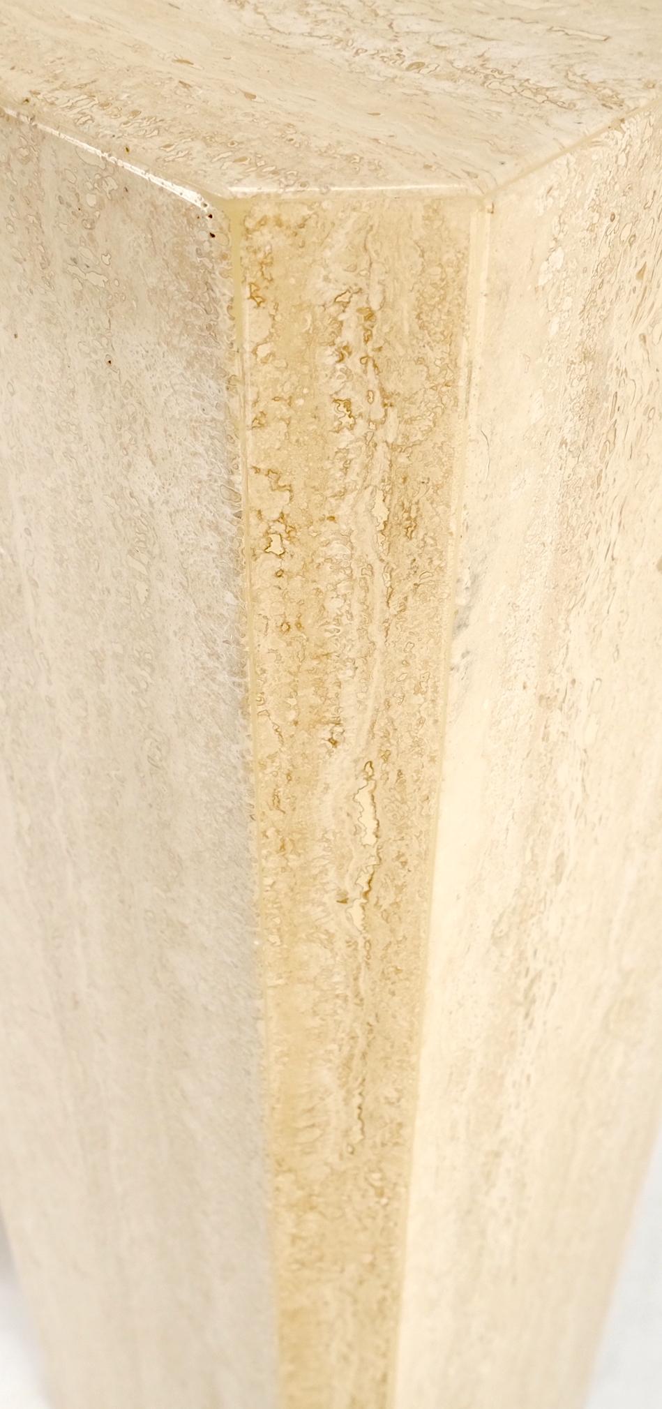 EstablishedLines Pair of Tall Large Square Italian Travertine Pedestals Stands