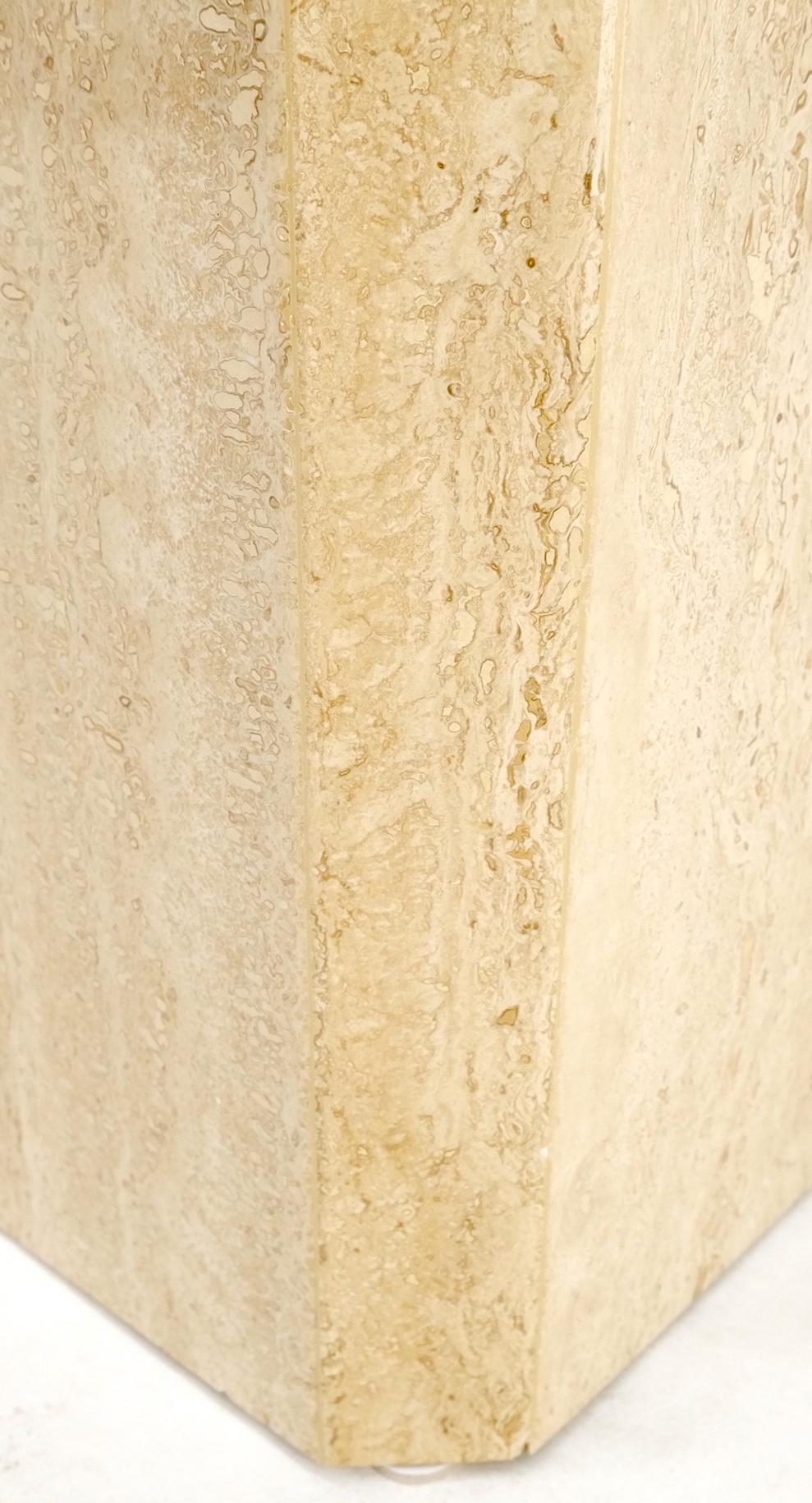 EstablishedLines Pair of Tall Large Square Italian Travertine Pedestals Stands