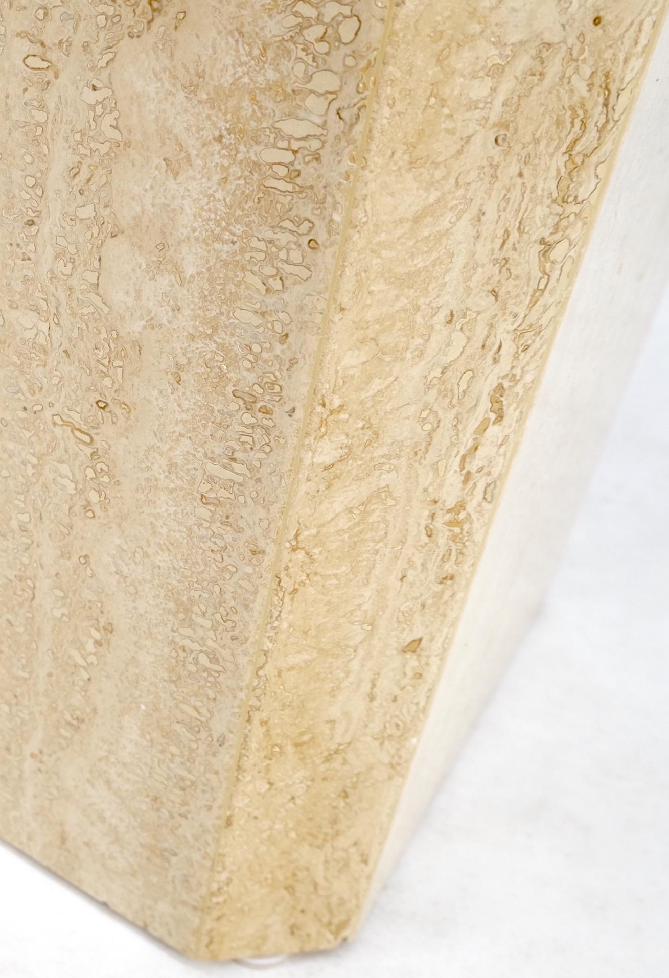 EstablishedLines Pair of Tall Large Square Italian Travertine Pedestals Stands