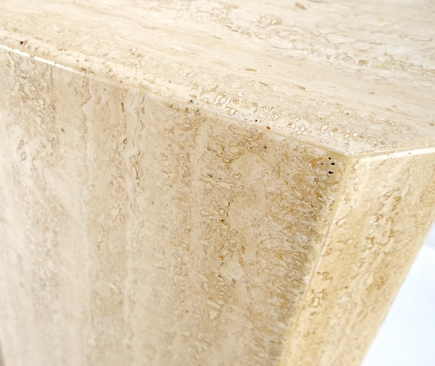 EstablishedLines Pair of Tall Large Square Italian Travertine Pedestals Stands