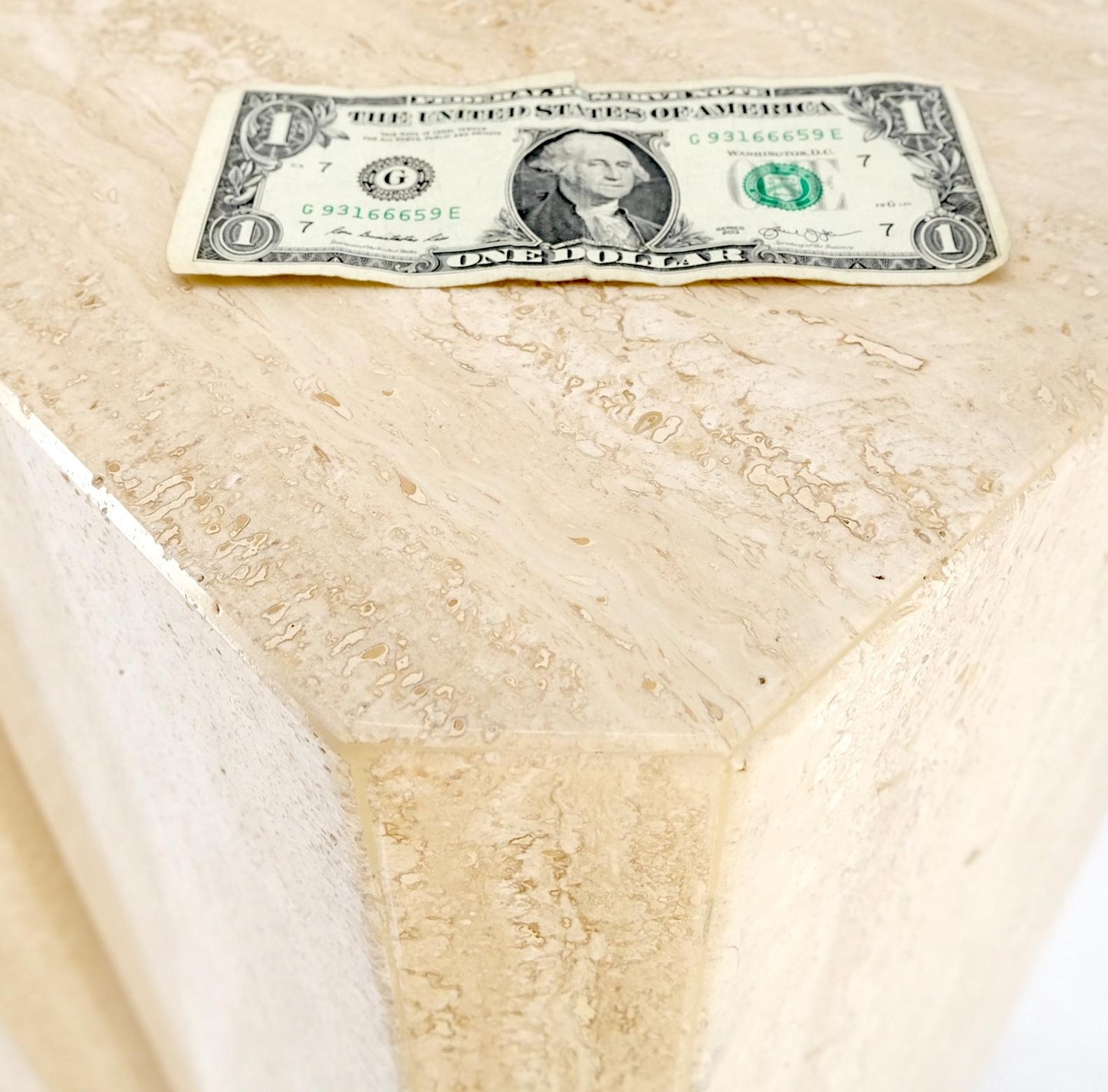EstablishedLines Pair of Tall Large Square Italian Travertine Pedestals Stands