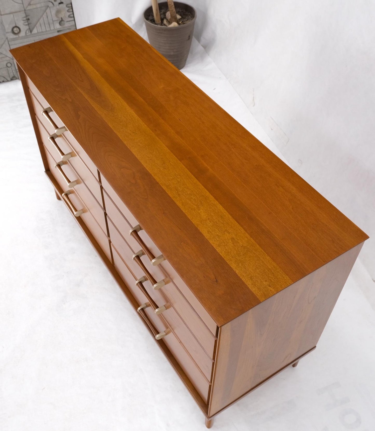 EstablishedLines Solid Cherry Mid-Century Modern 8 Drawers Long Credenza Dresser Renzo Ruttily