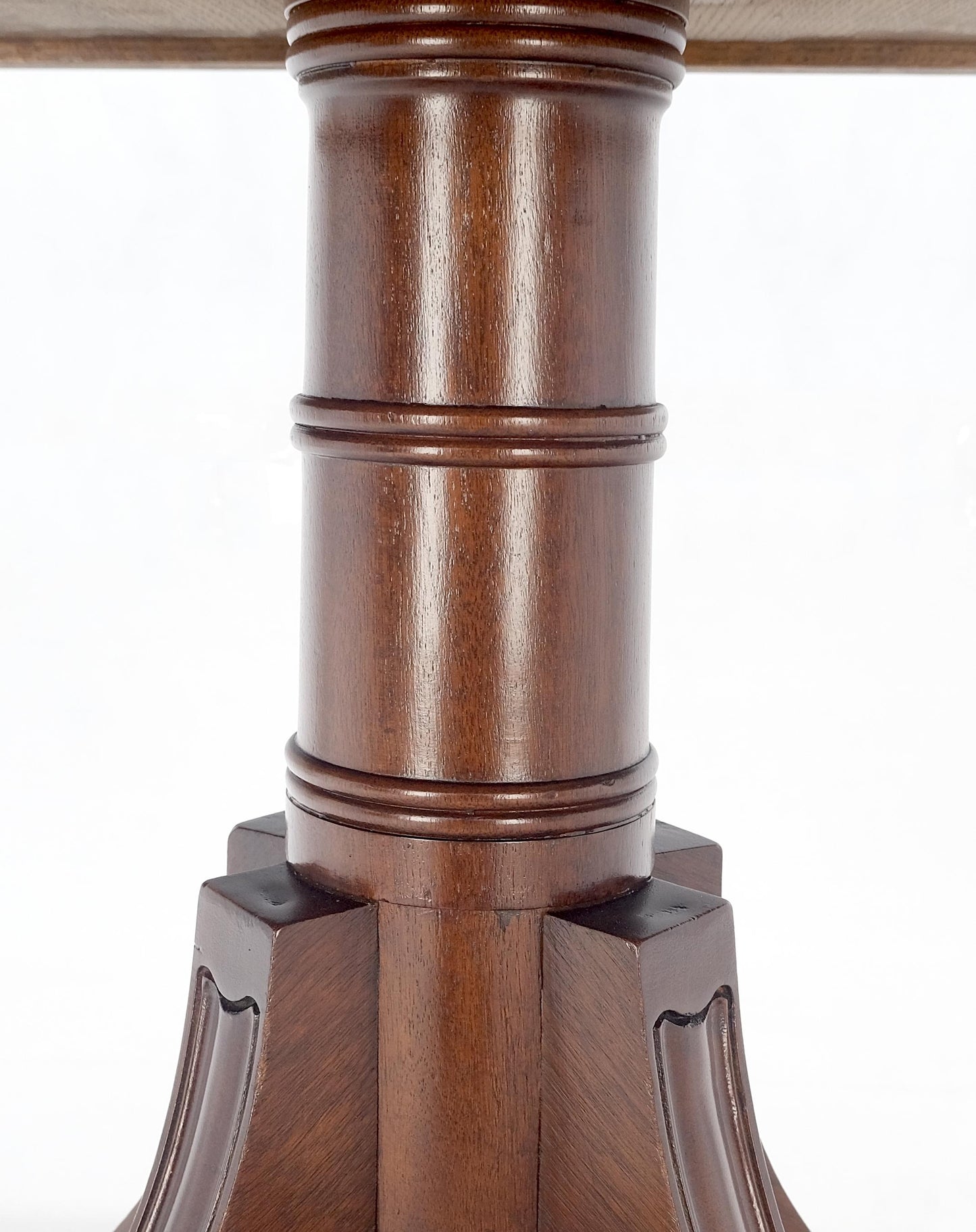 Tilt Top Banded Mahogany Carved Base on Brass Wheels Dining Breakfast Table MINT