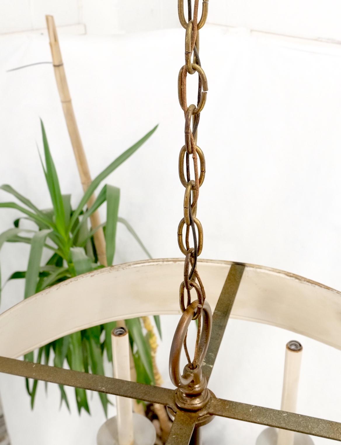 EstablishedLines Solid Brass 6 "Candles" Chapman Ceiling Light Fixture Chandelier Mid Century