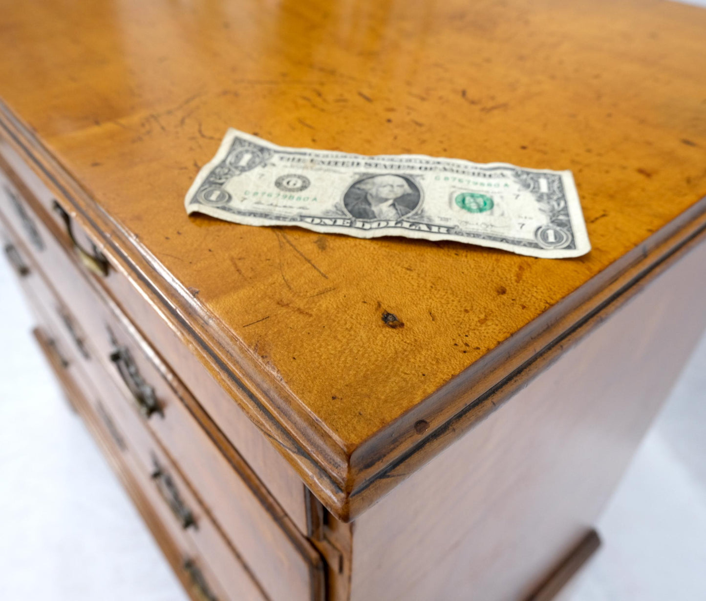 EstablishedLines Antique 1880s Tiger Maple Chippendale Style Bachelor Chest Drawers Dresser